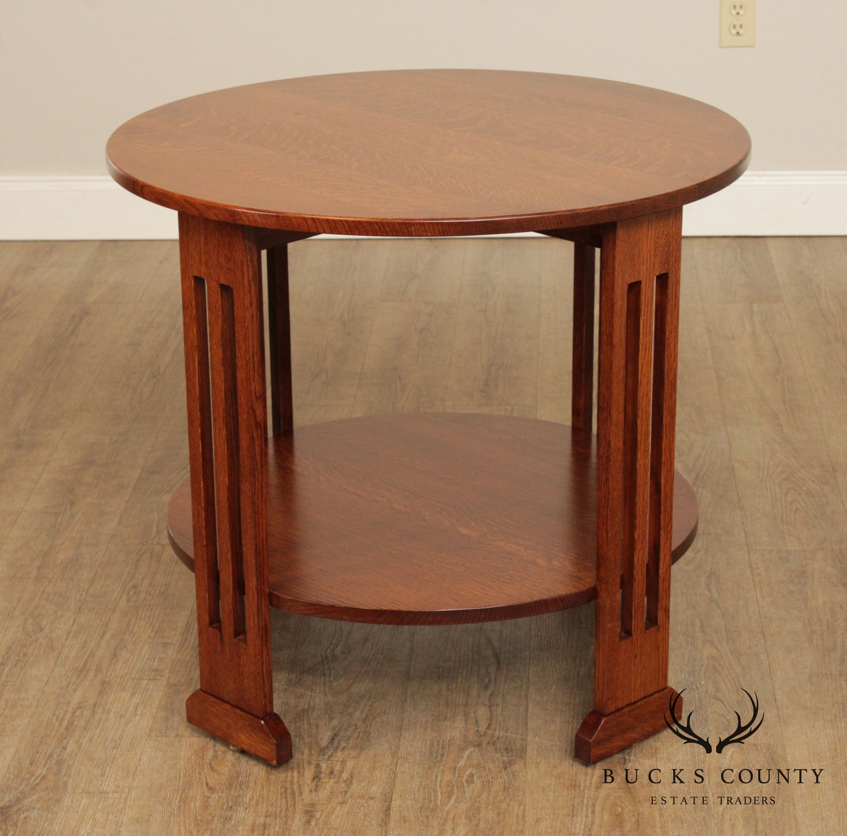 Custom Quality Mission Style Oak Round Side Table