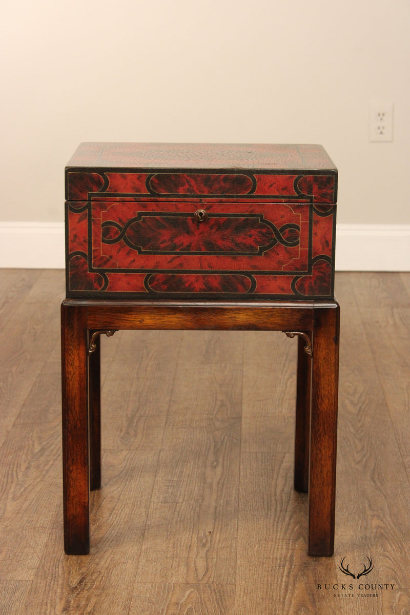 Maitland Smith Georgian Style Lacquered Chest on Stand