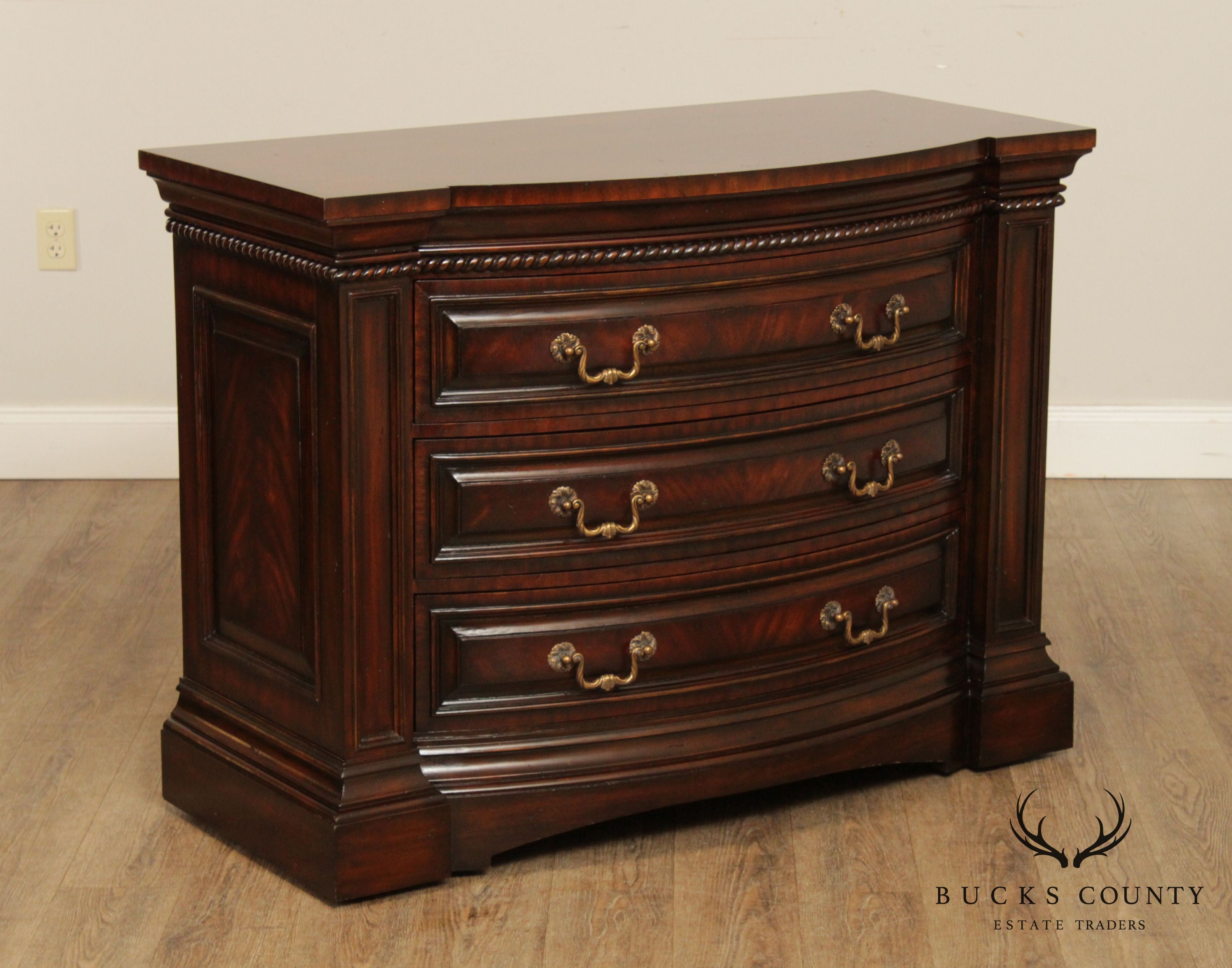 Maitland Smith Regency Style Mahogany Bowfront Chest of Drawers