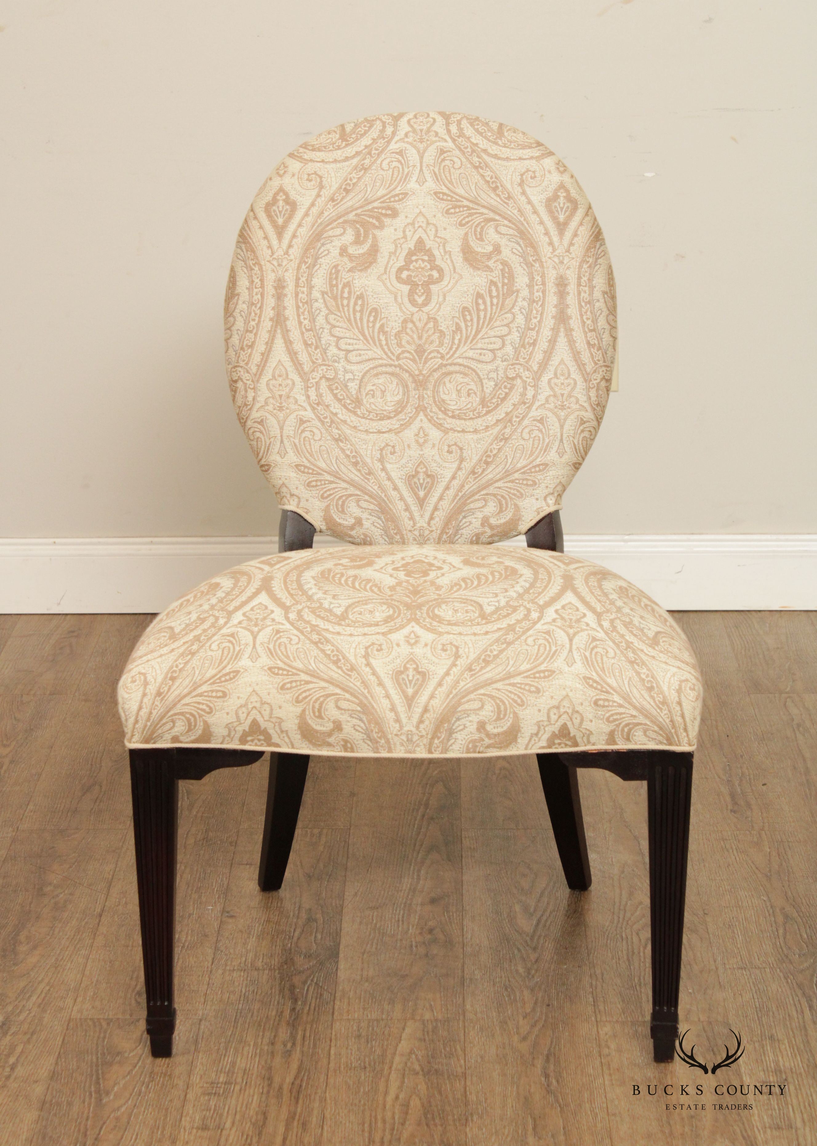 Hepplewhite Style Pair Custom Upholstered Side Chairs