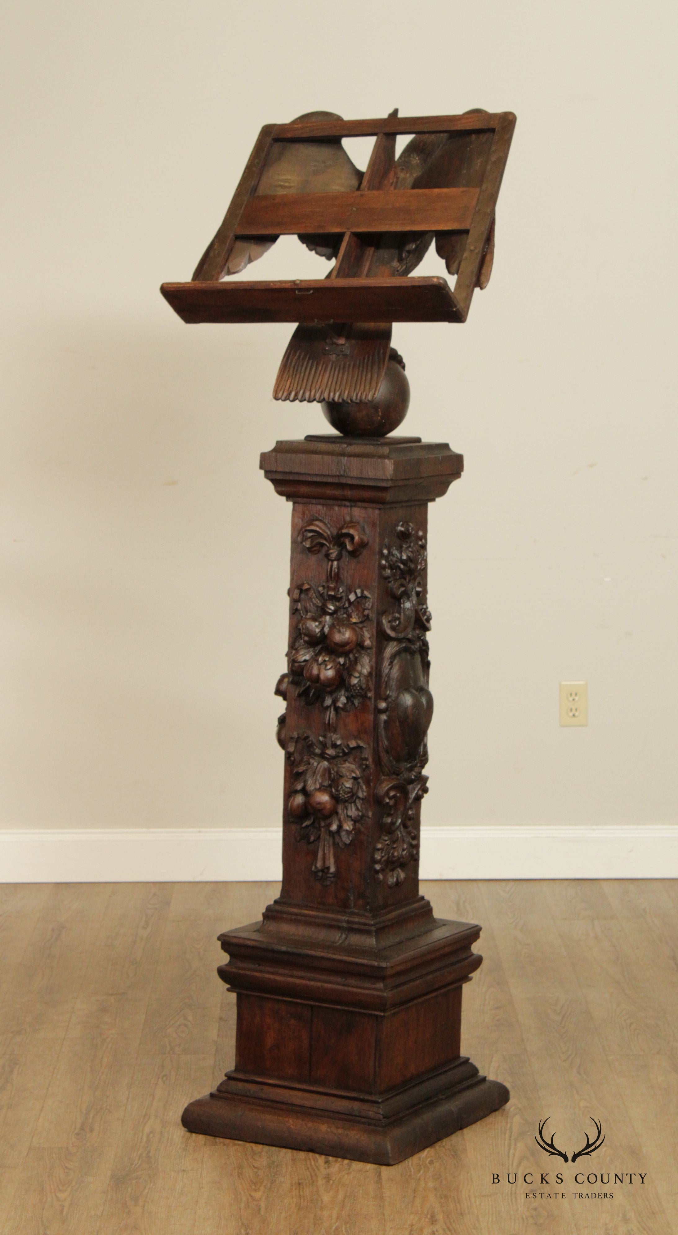 Antique 18th Century Black Forest Style Eagle Carved Oak and Pine Lectern