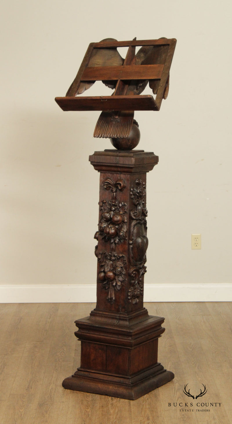 Antique 18th Century Black Forest Style Eagle Carved Oak and Pine Lectern