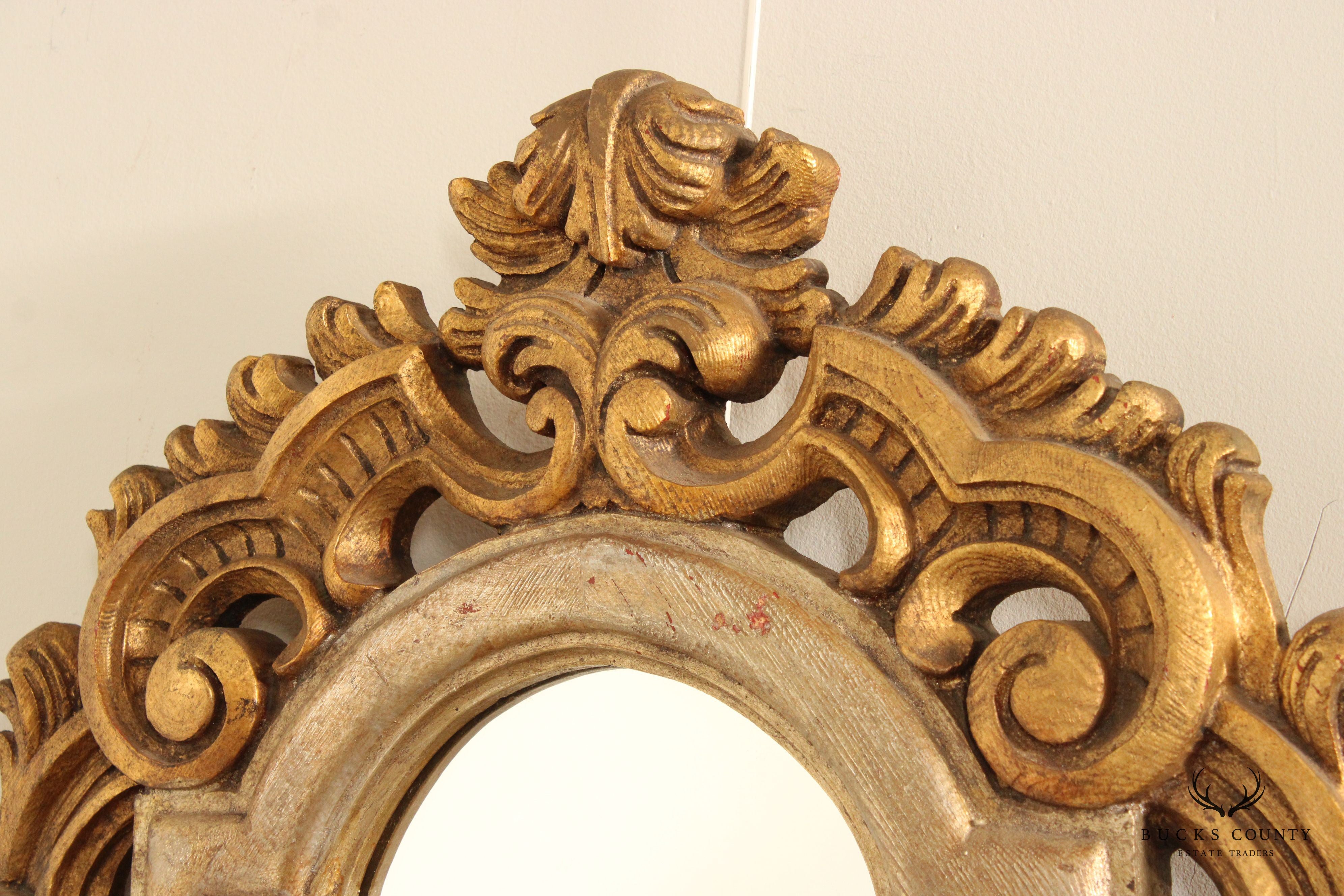 Spanish Revival Style Carved Gilt Large Wall Mirror