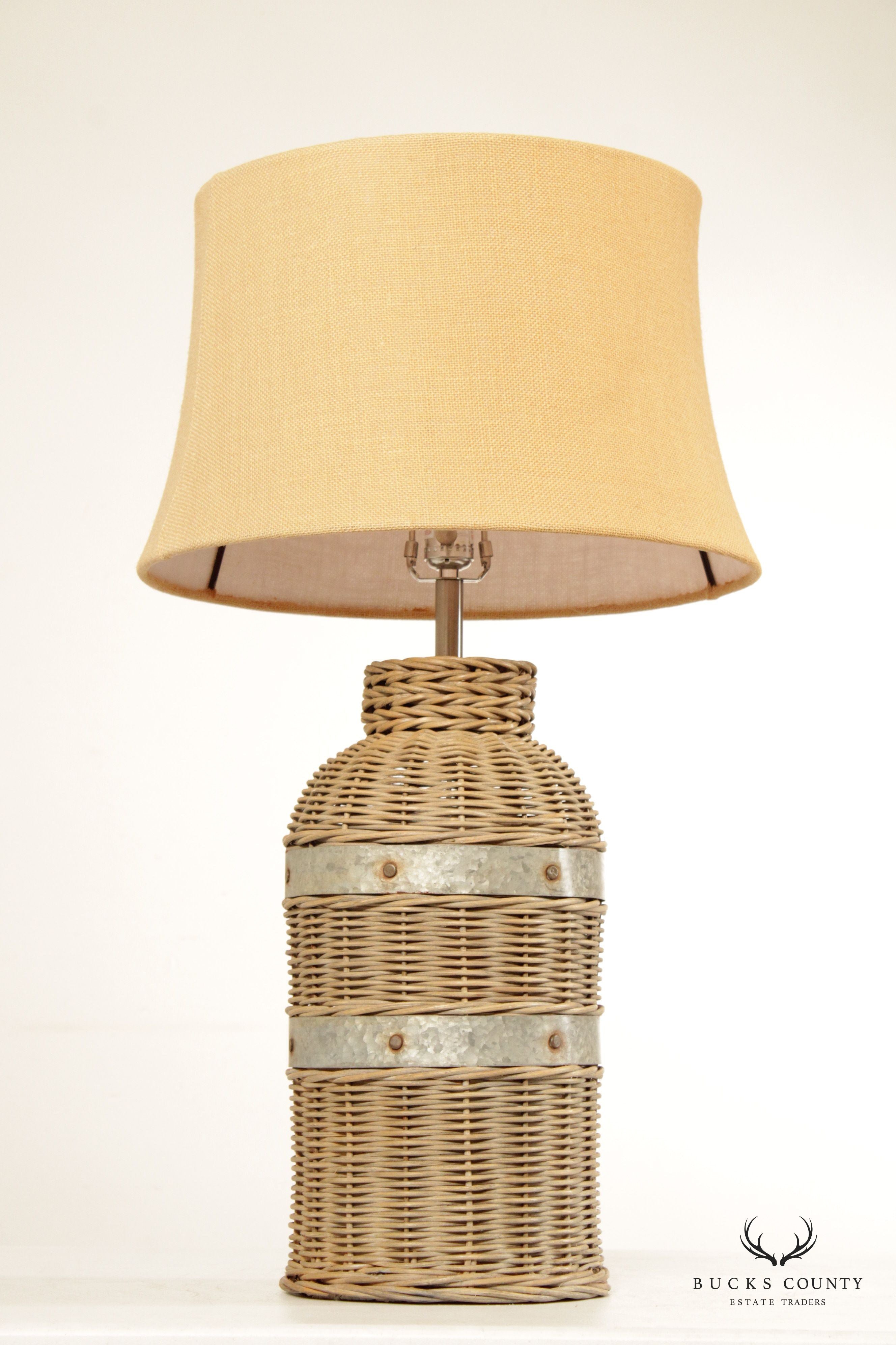 Pottery Barn Wicker and Metal Table Lamp