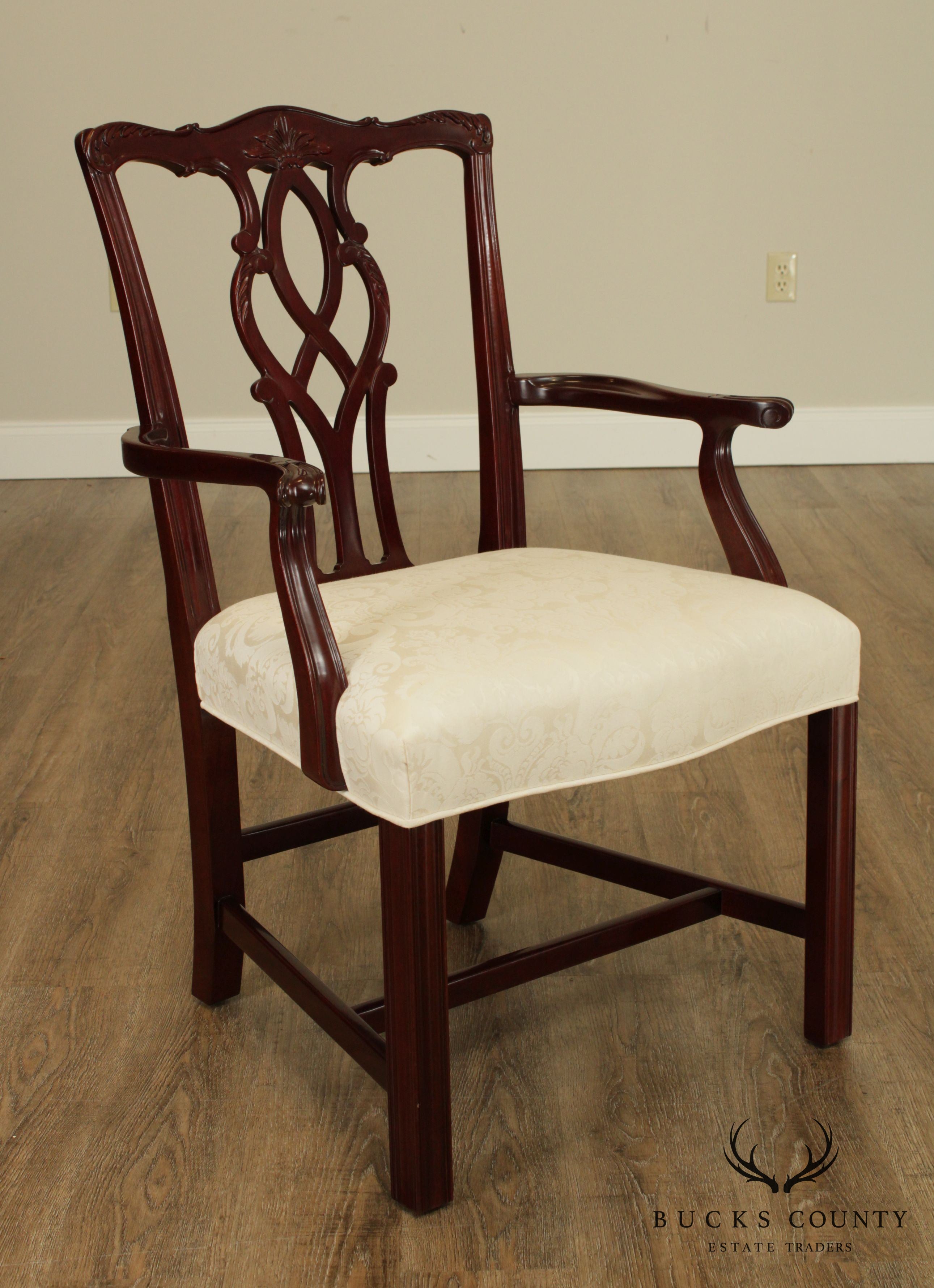 Kindel Chippendale Style Pair Mahogany Armchairs