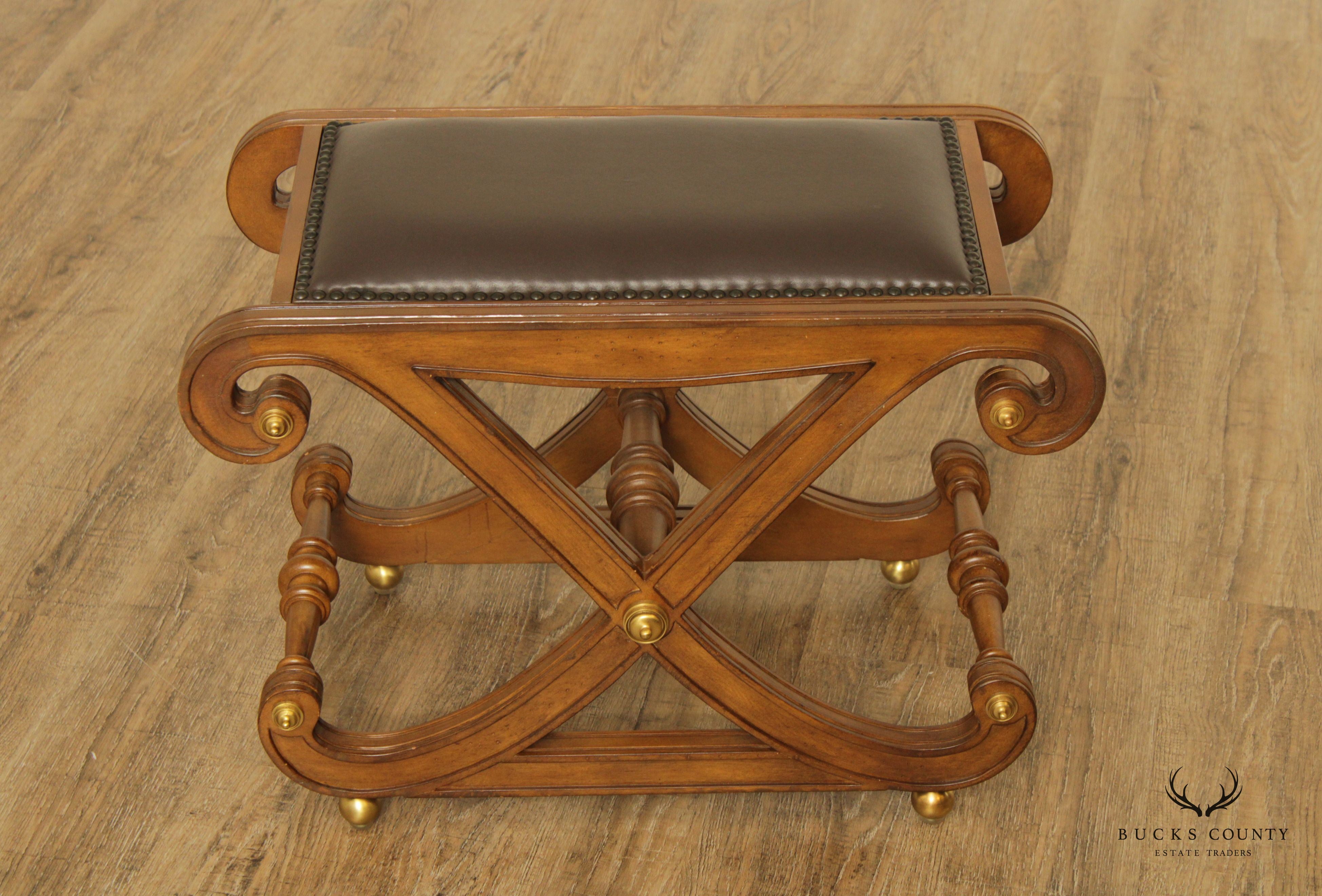 Regency Style Vintage Curved X-Base Stool