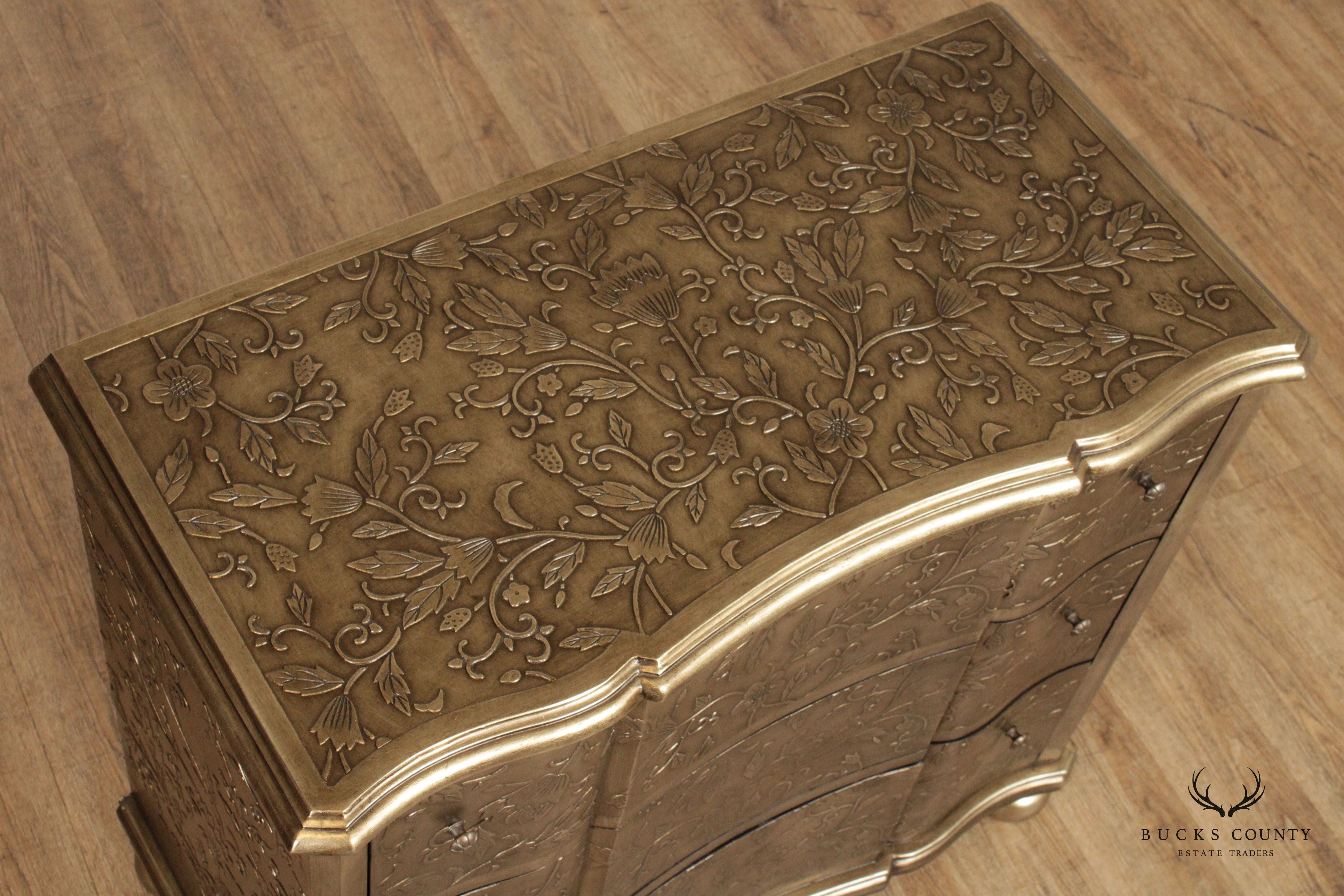 Silver Finished Embossed Chest of Drawers