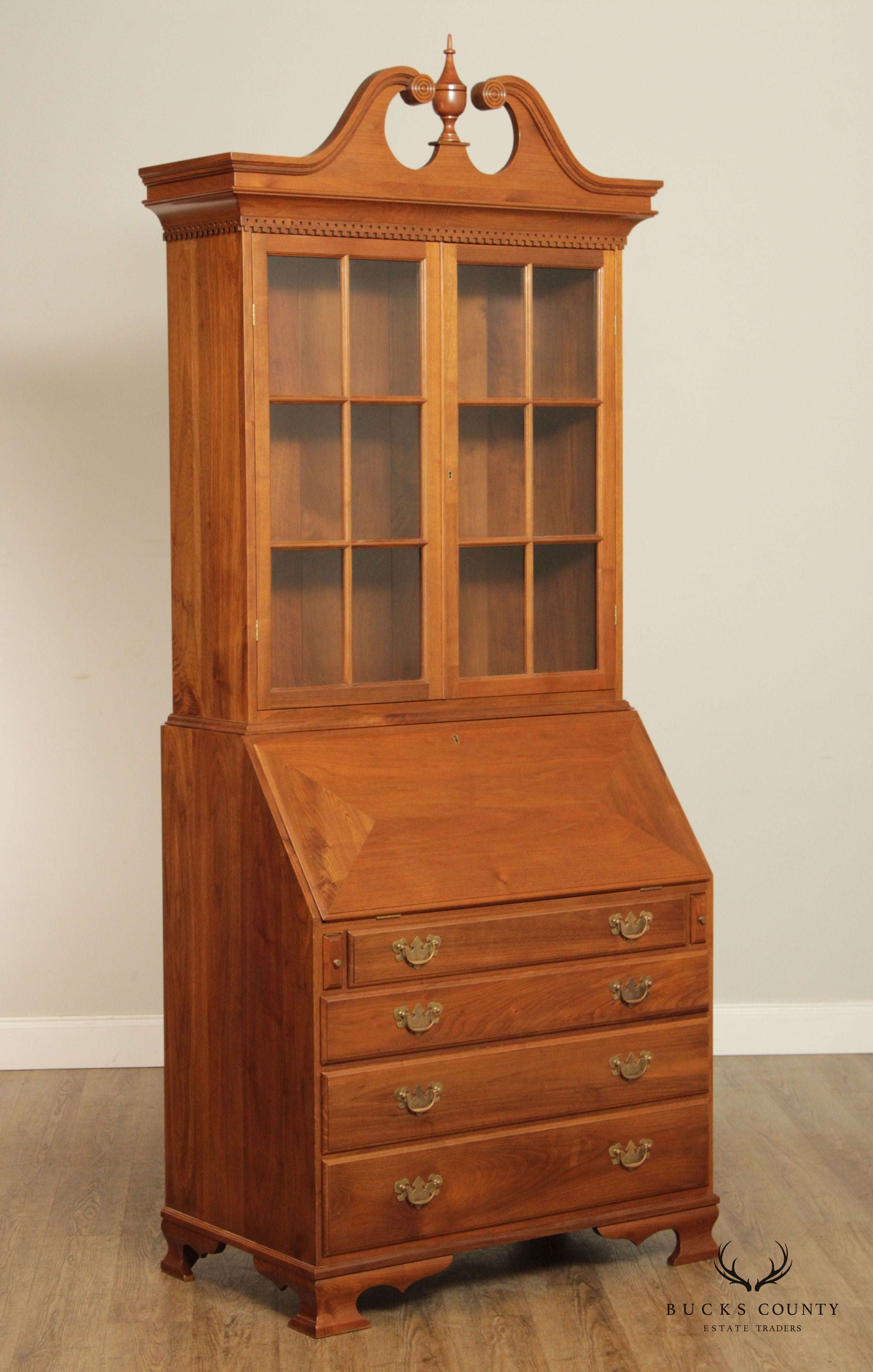 J.C. Horst Chippendale Style Custom Crafted Walnut Secretary Desk