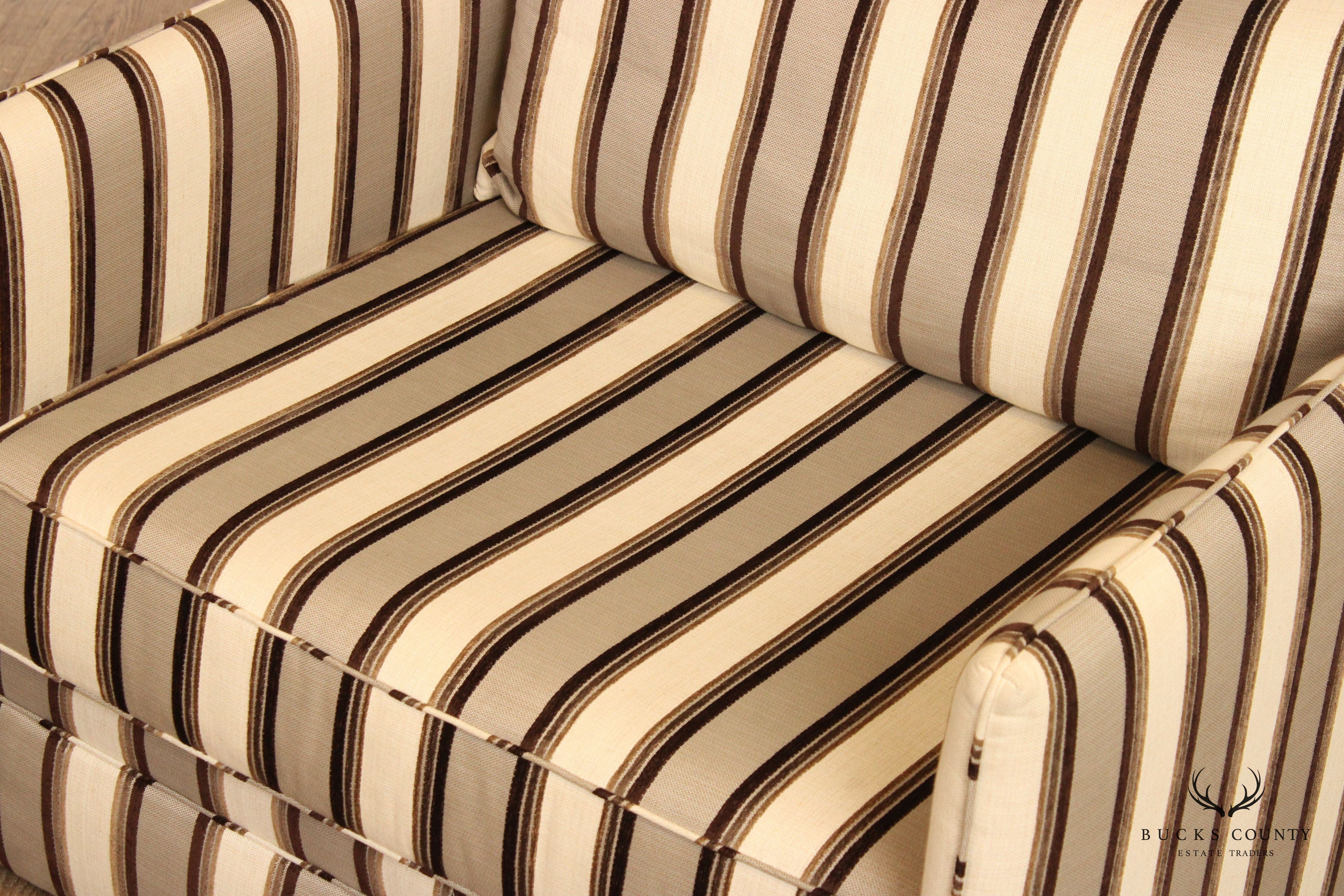 Swaim Custom Stripe Upholstered Oversize Club Armchair