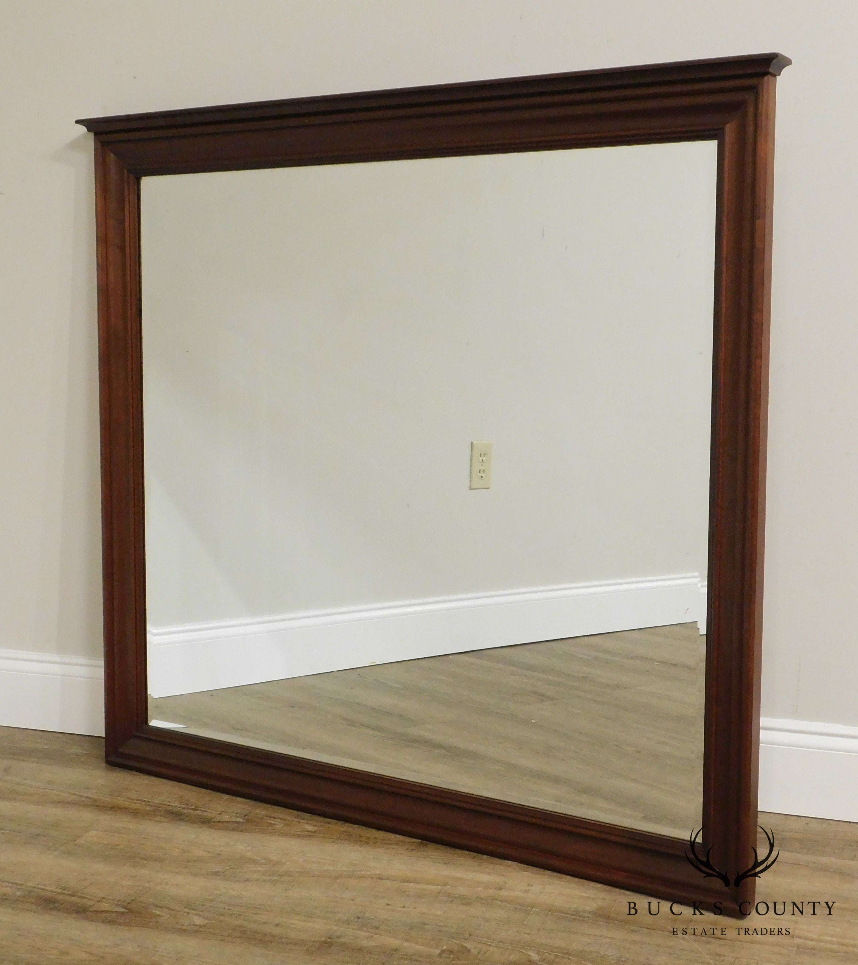 Traditional Cherry Wood Frame Beveled Mirror