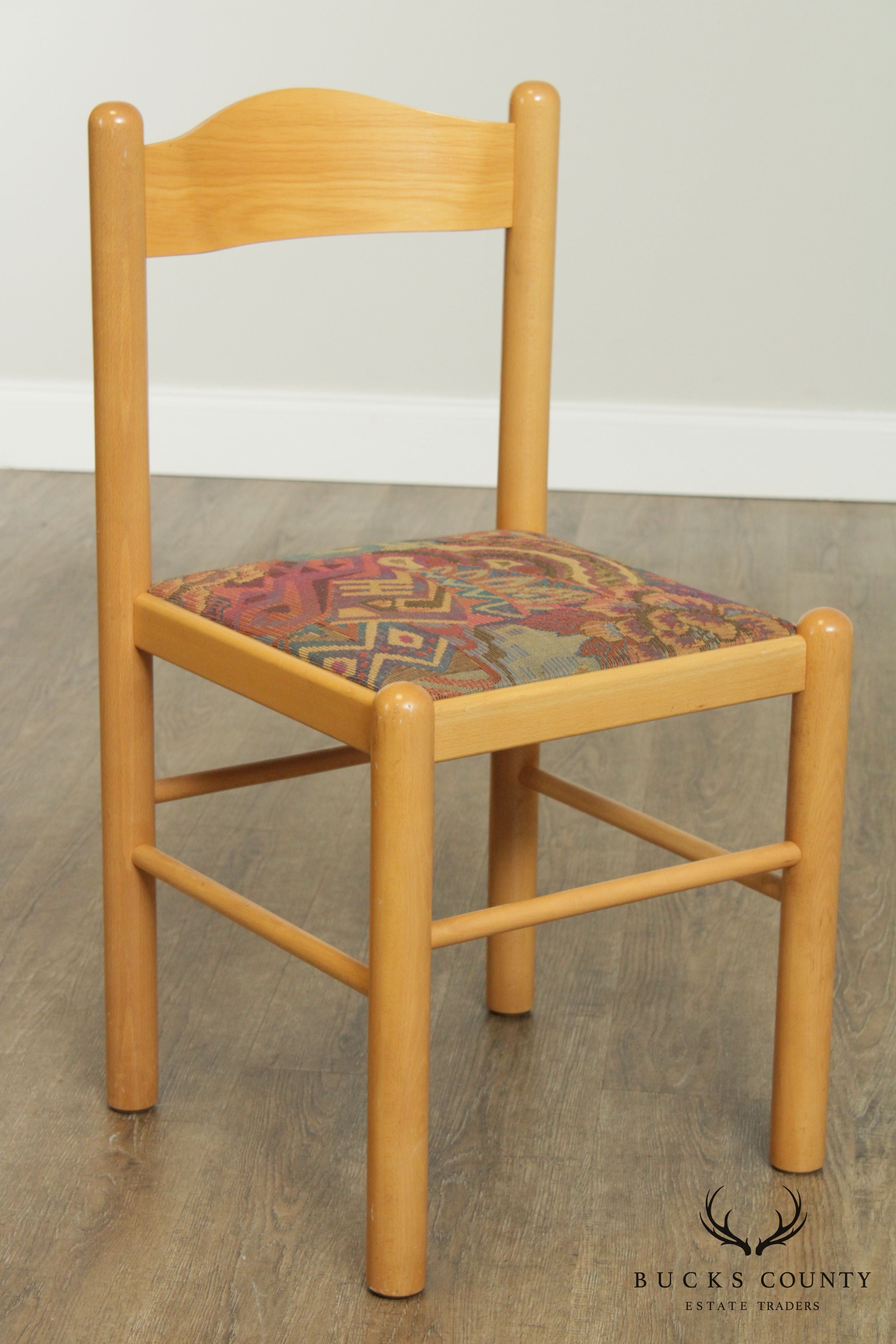 Mid Century Modern Set of 4 Blonde Beechwood Dining Chairs