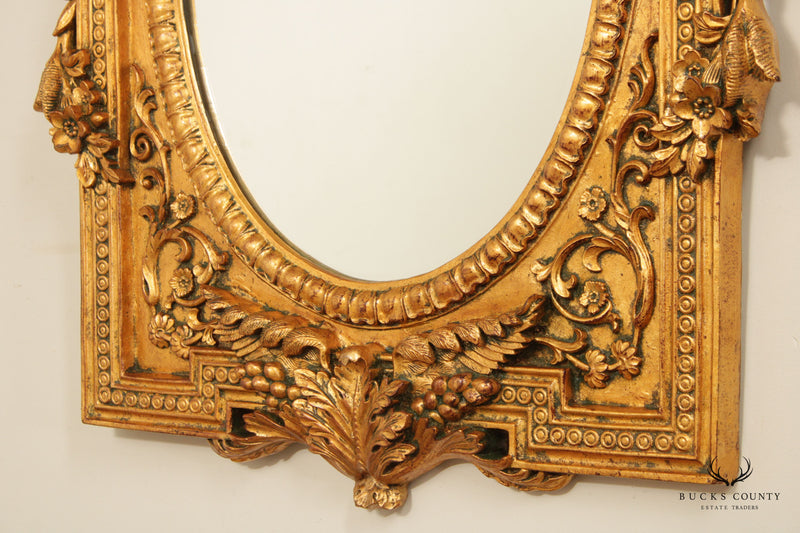 French Style Ornate Floral Carved Gilt Wall Mirror