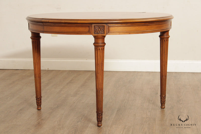 Karges French Louis XVI Style Round Expandable Walnut Dining Table