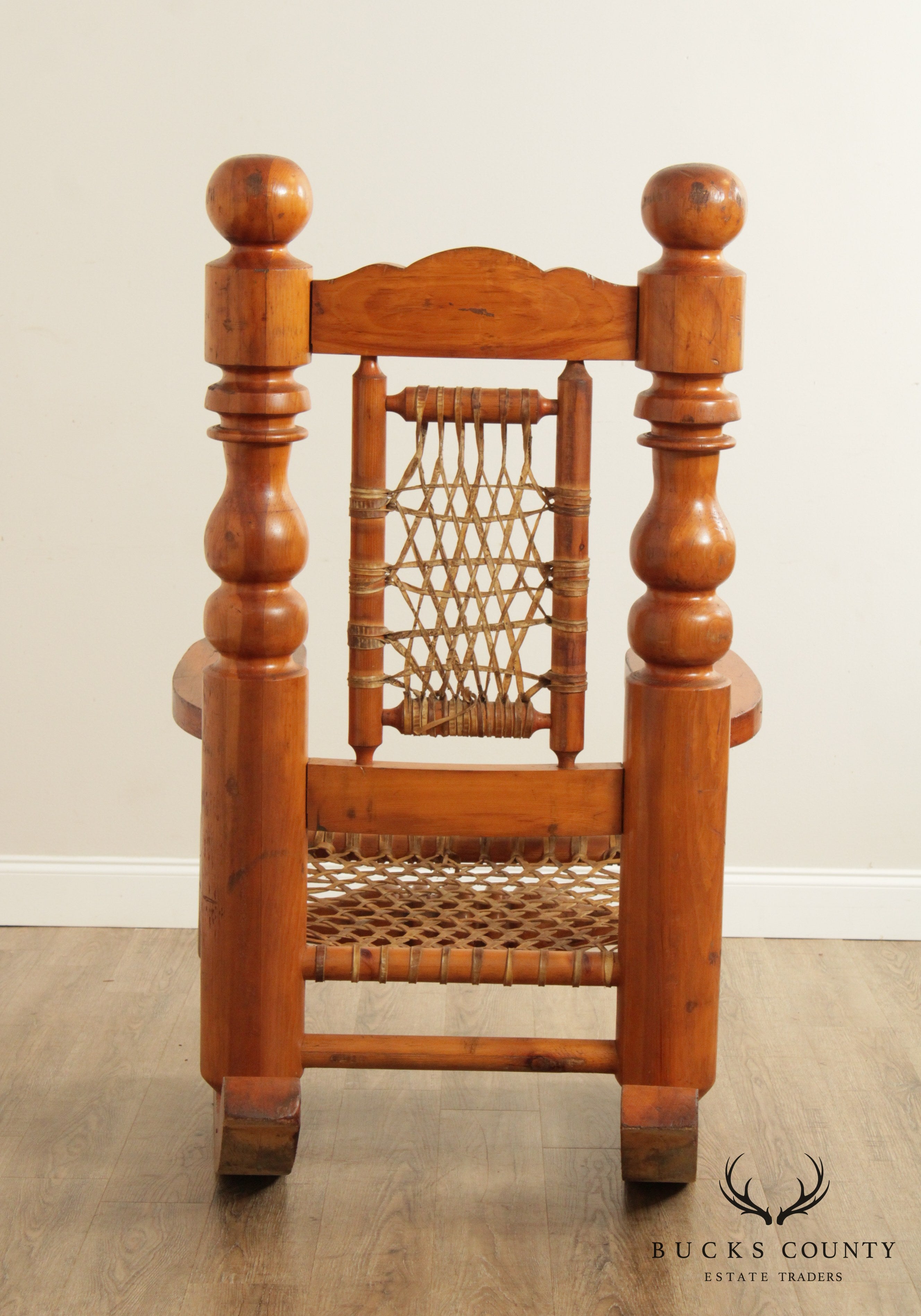 Antique Rustic Adirondack Style Large Pine Rocker