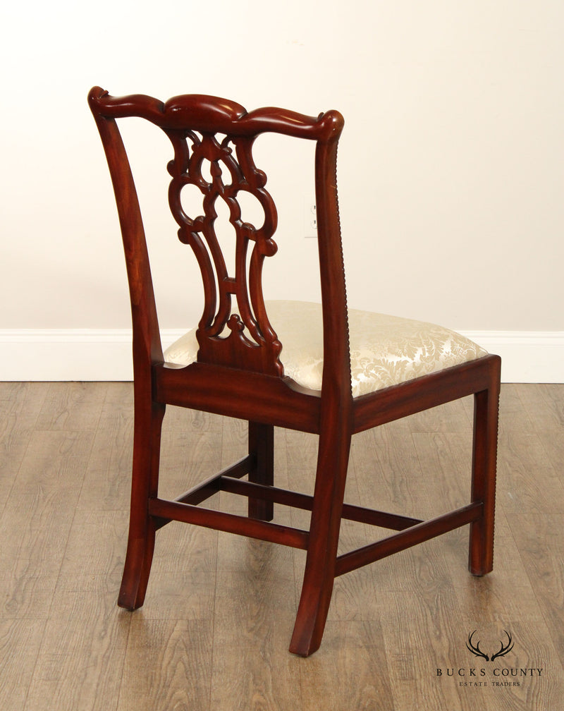 Maitland Smith Chippendale Style Set of Four Carved Mahogany Dining Chairs
