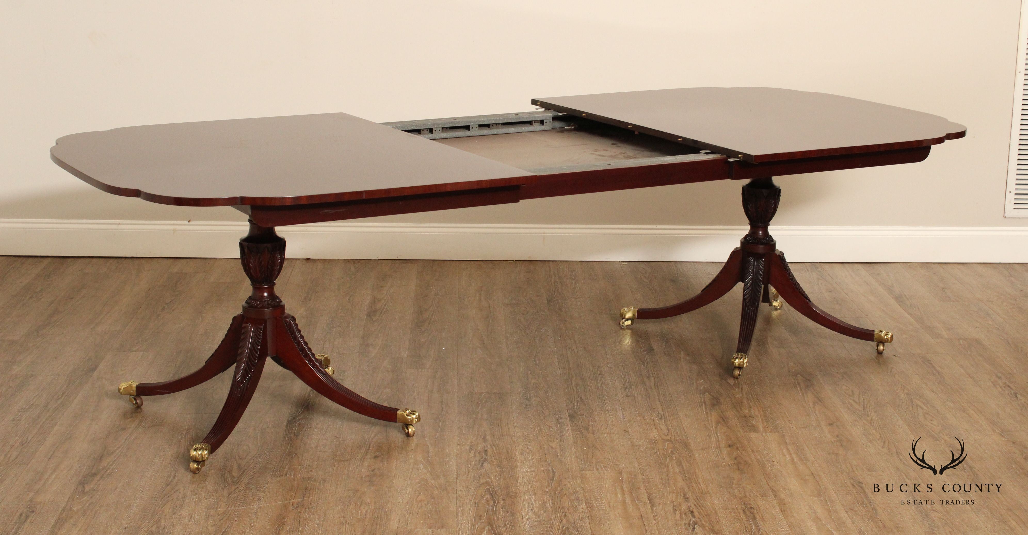 Kindel Mahogany Double Pedestal Extendable Dining Table