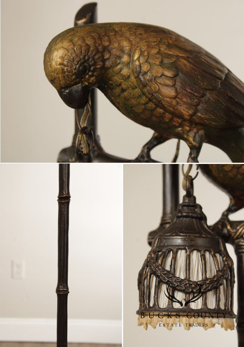 Frederick Cooper British Colonial Style Faux Bamboo Parrot Floor Lamp