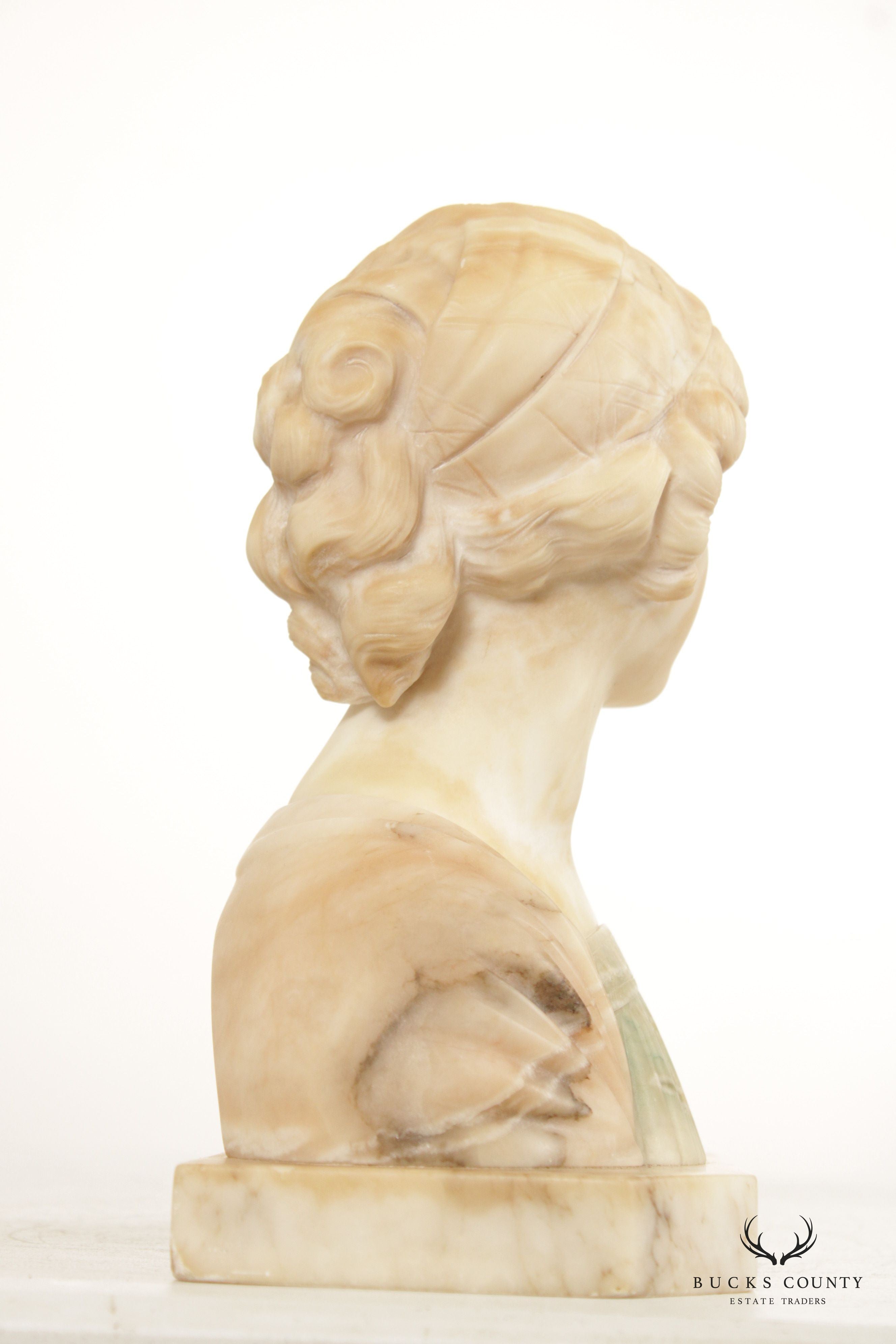 Antique Art Nouveau Alabaster Bust, After Giuseppe Bessi