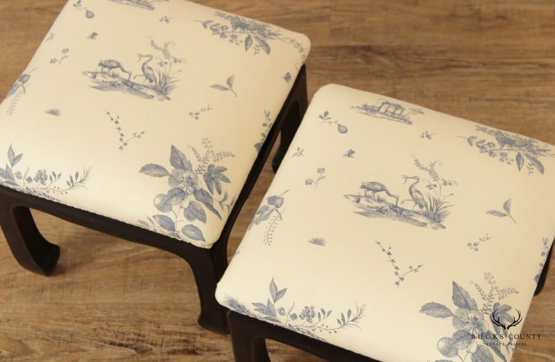 Chinese Ming Style Pair of Upholstered Stools or Benches