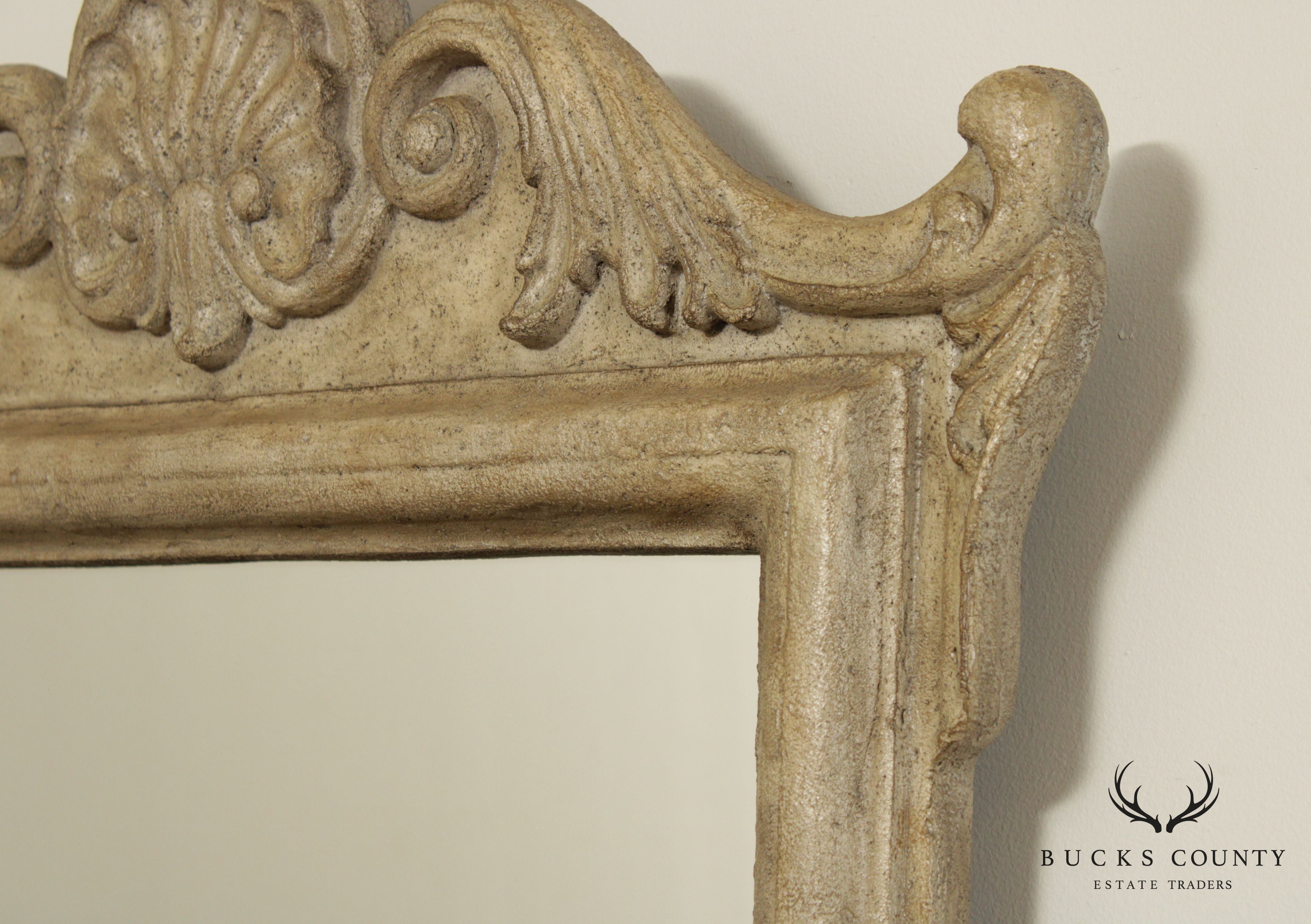 French Louis XV Style Faux Stone Wall Mirror (A)