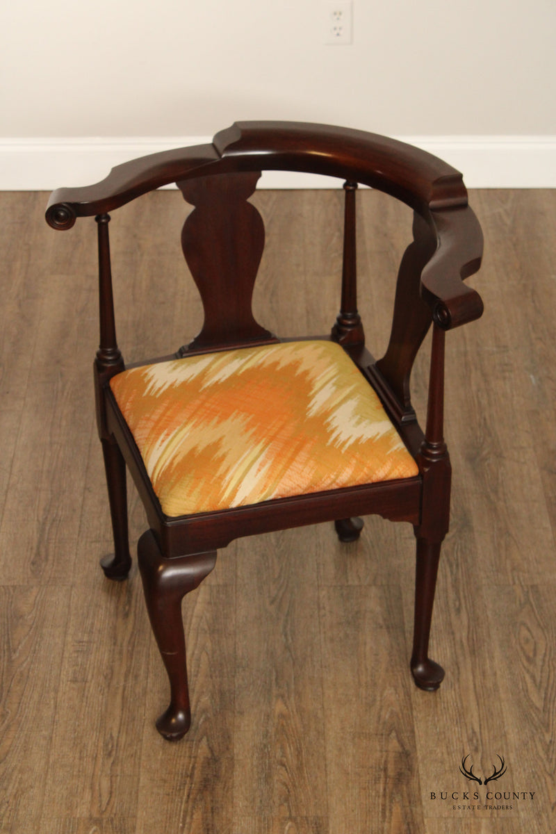 Henkel Harris Queen Anne Style Mahogany Corner Chair