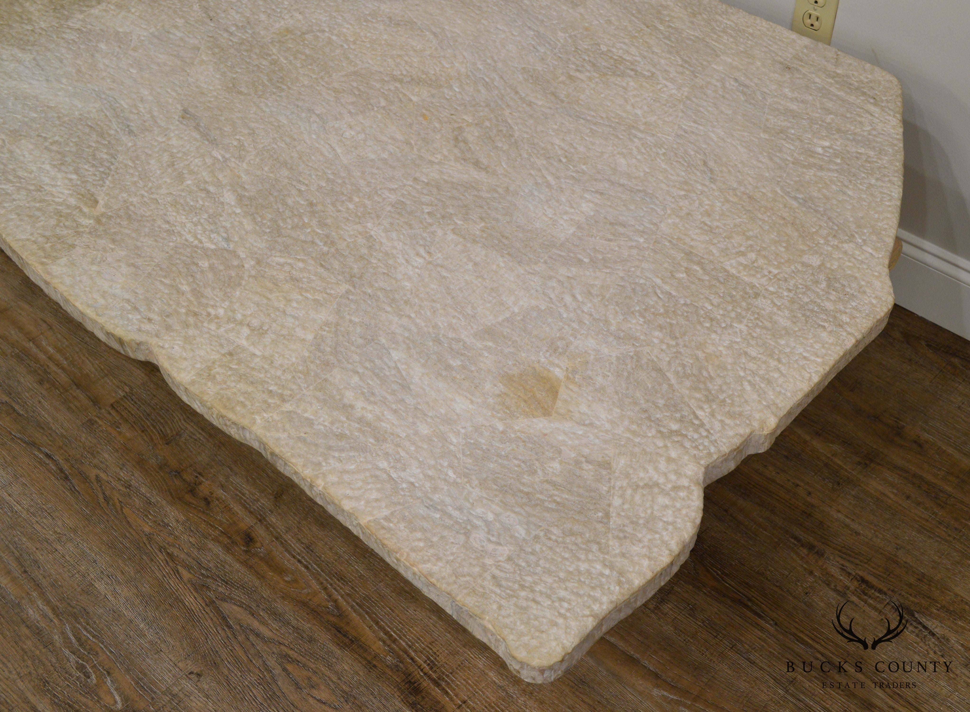 Unusual Faux Branch Large Stone Top Coffee Table