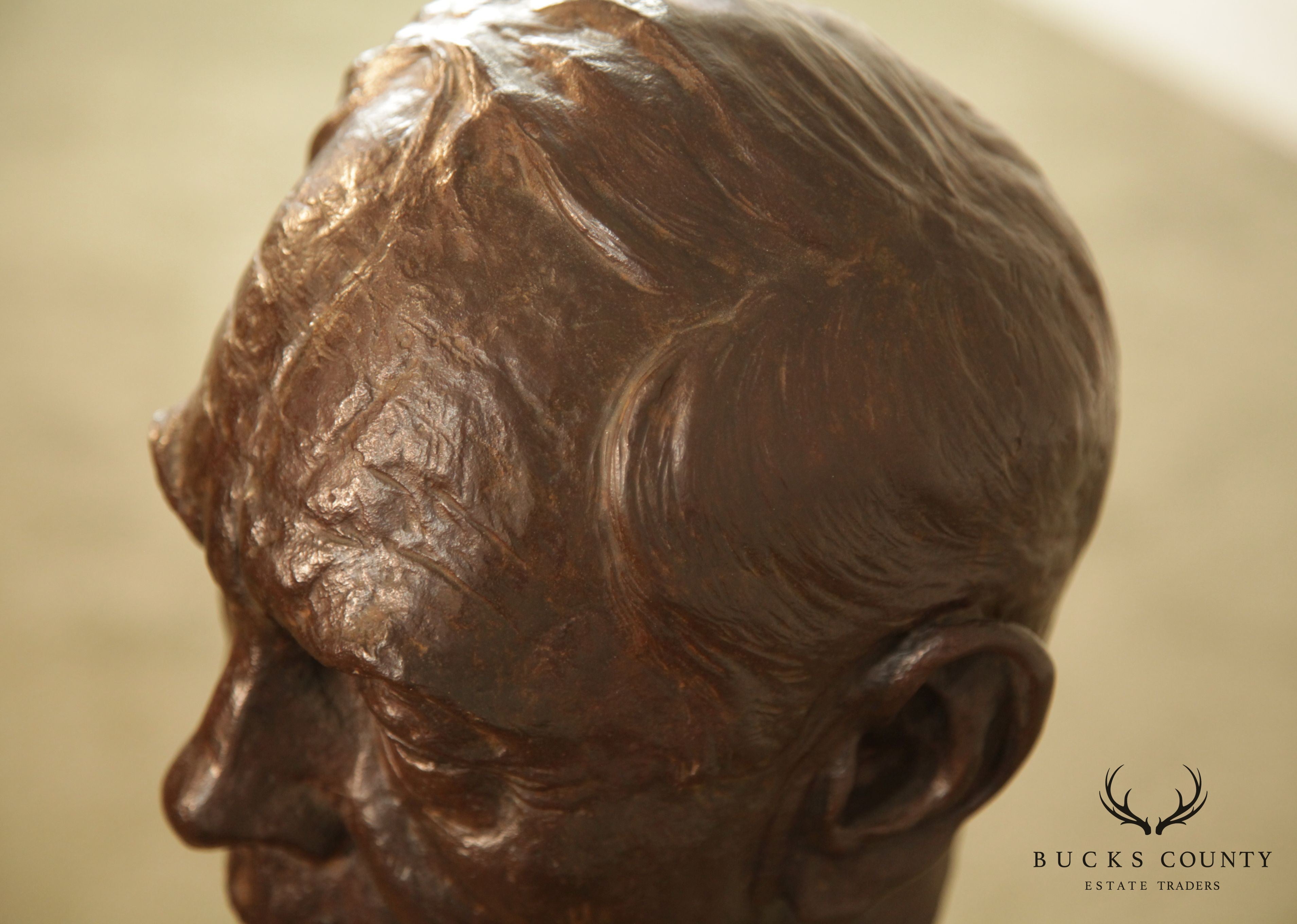 Lawrence Ludtke 1980s Bronze Male Bust