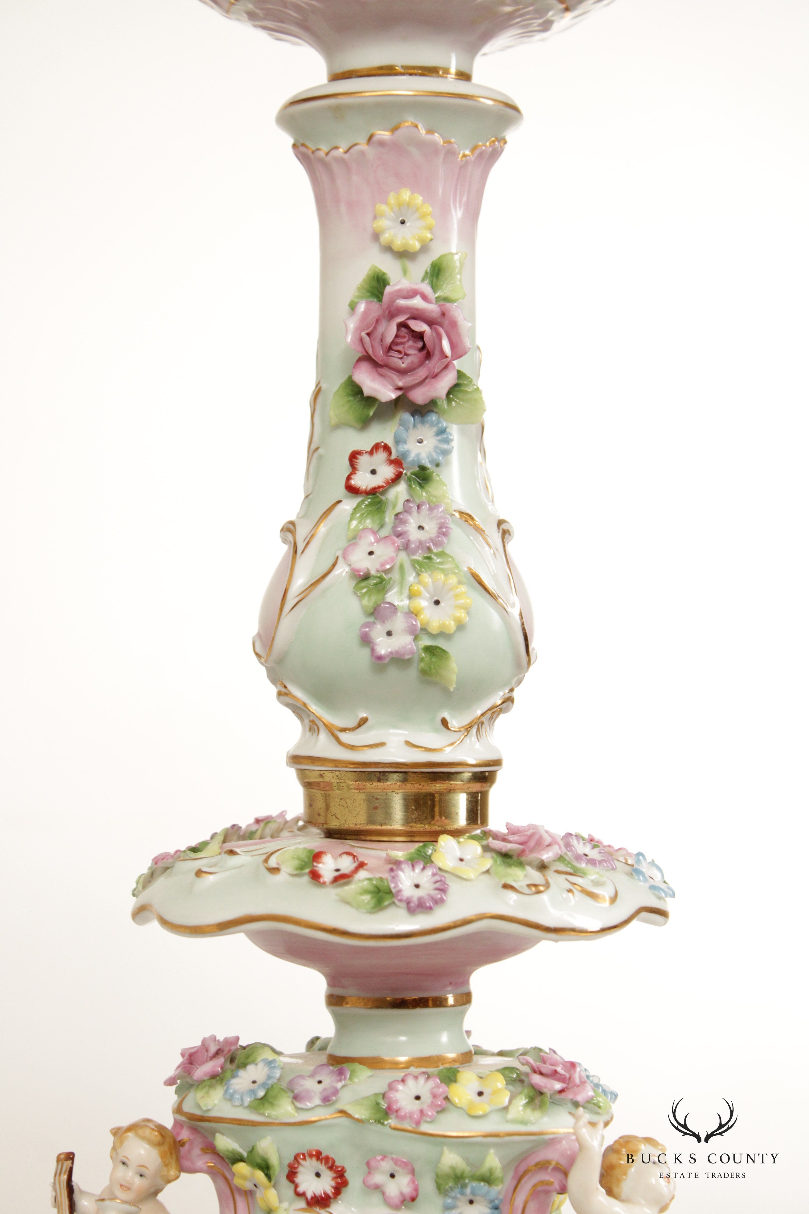 Italian Capodimonte Style Pair of Porcelain Table Lamps