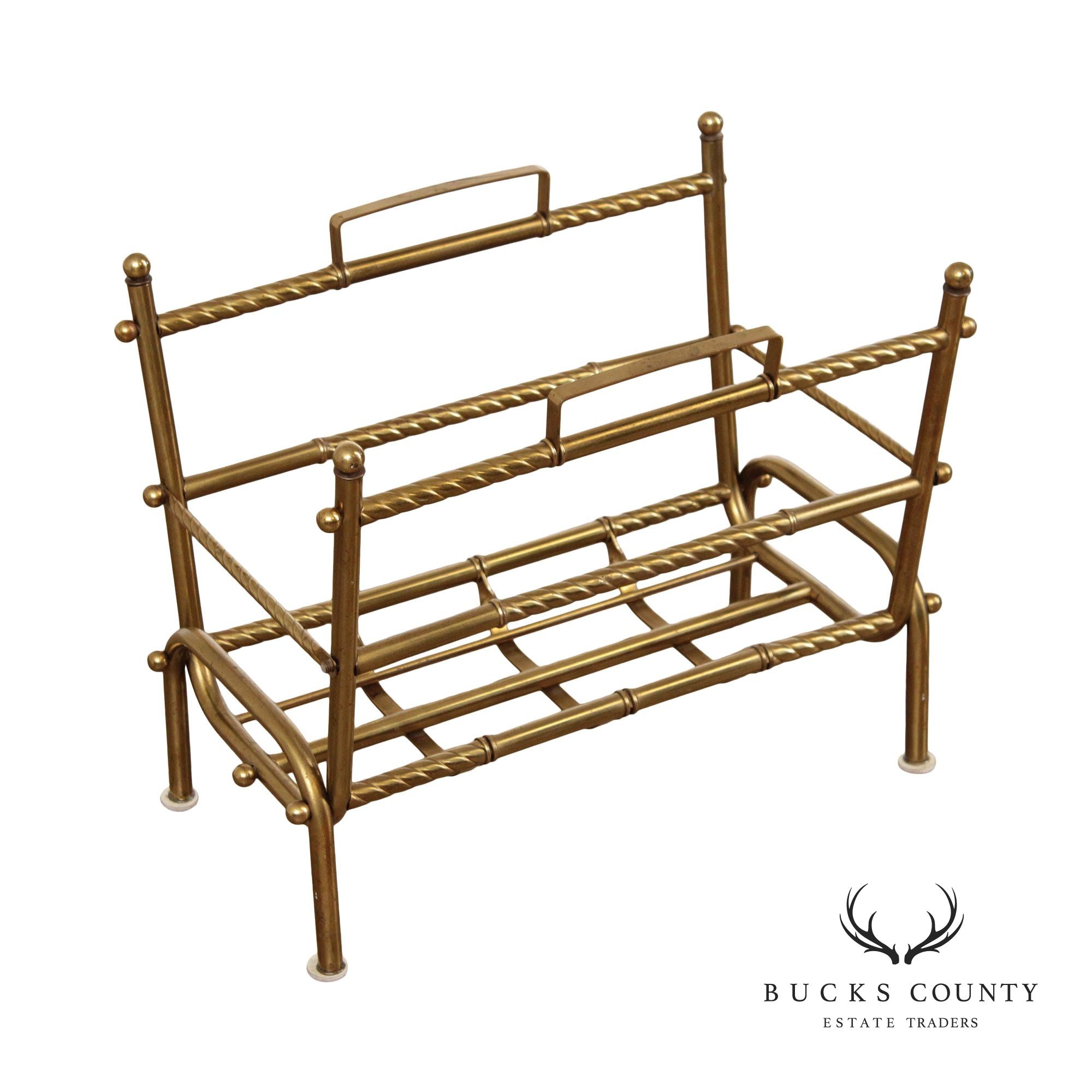 Vintage Hollywood Regency Brass Magazine Rack