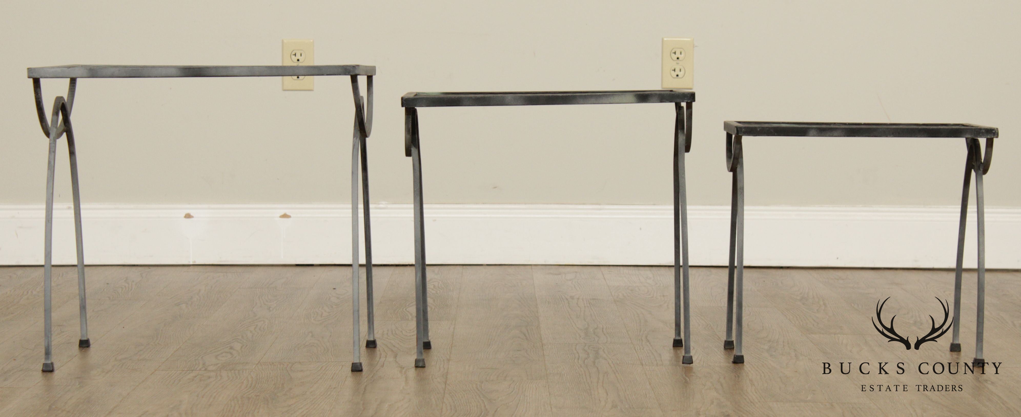 Salterini Mid Century Wrought Iron Garden Nesting Tables