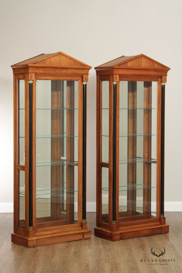 Ethan Allen 'Medallion' Pair of Cherry Display Cabinets