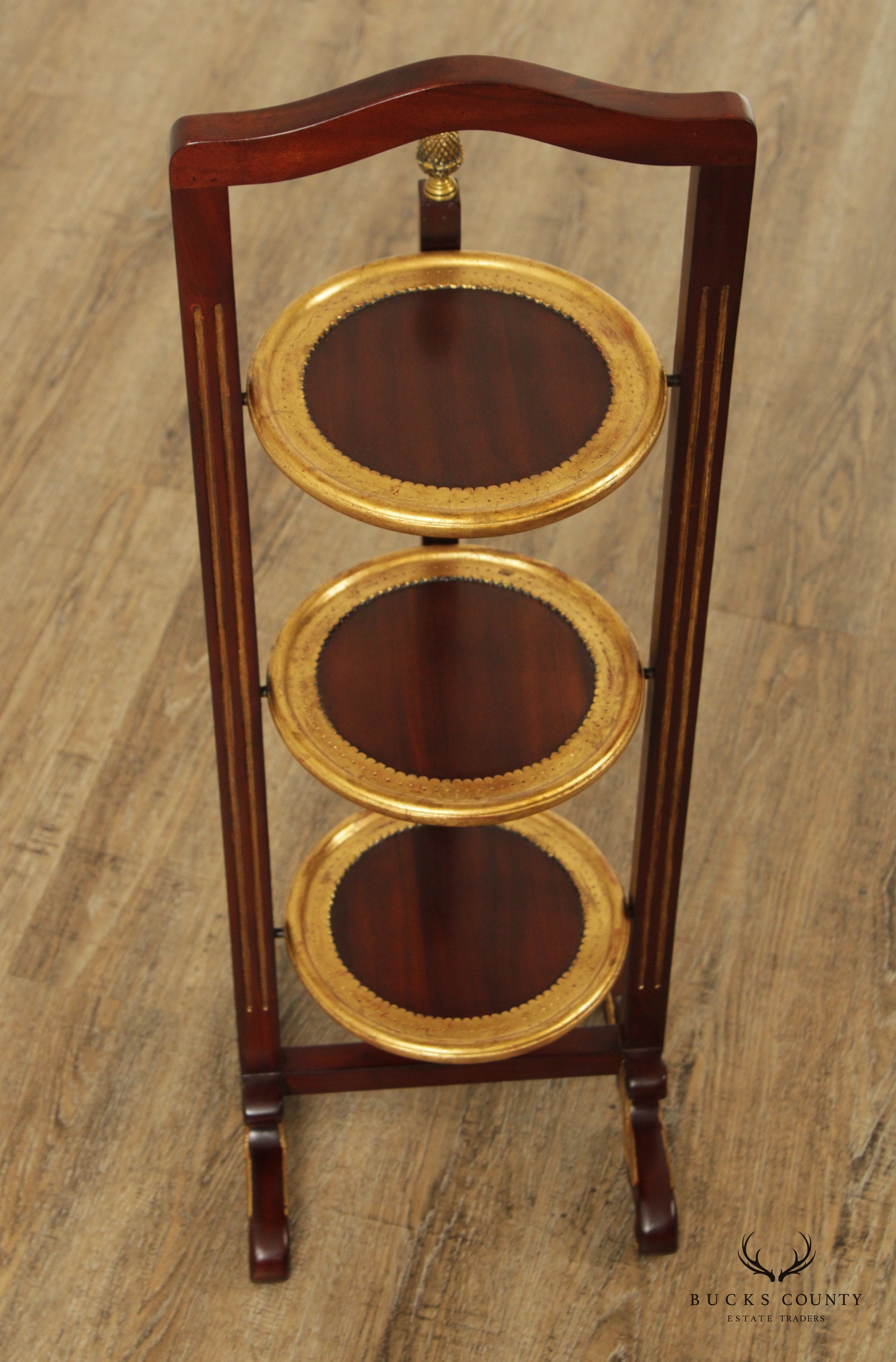 Chippendale Style Three Tier Partial Gilt Mahogany Serving Table or Muffin Stand