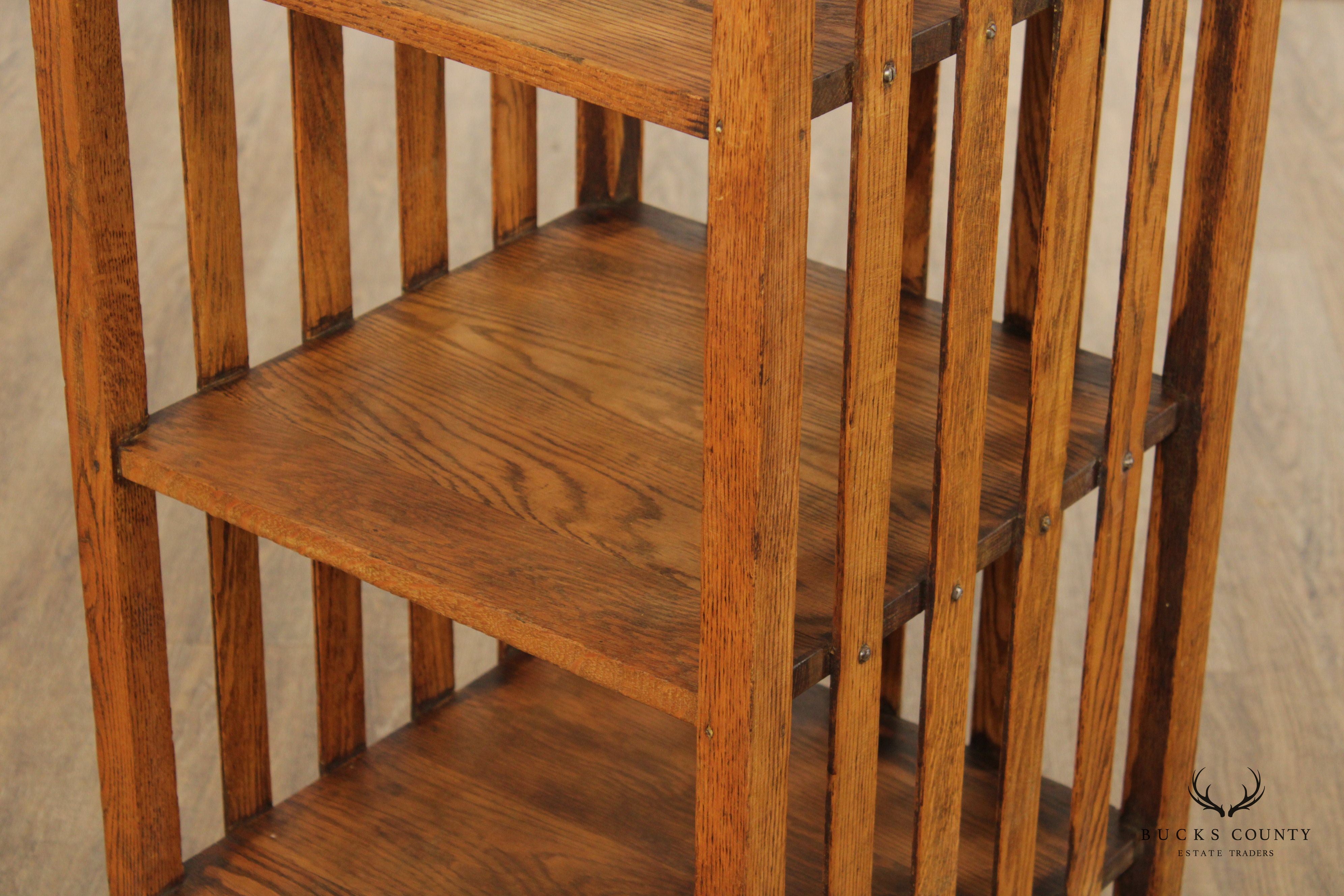 Antique Mission Style Oak Three-Tier Etagere or Bookcase