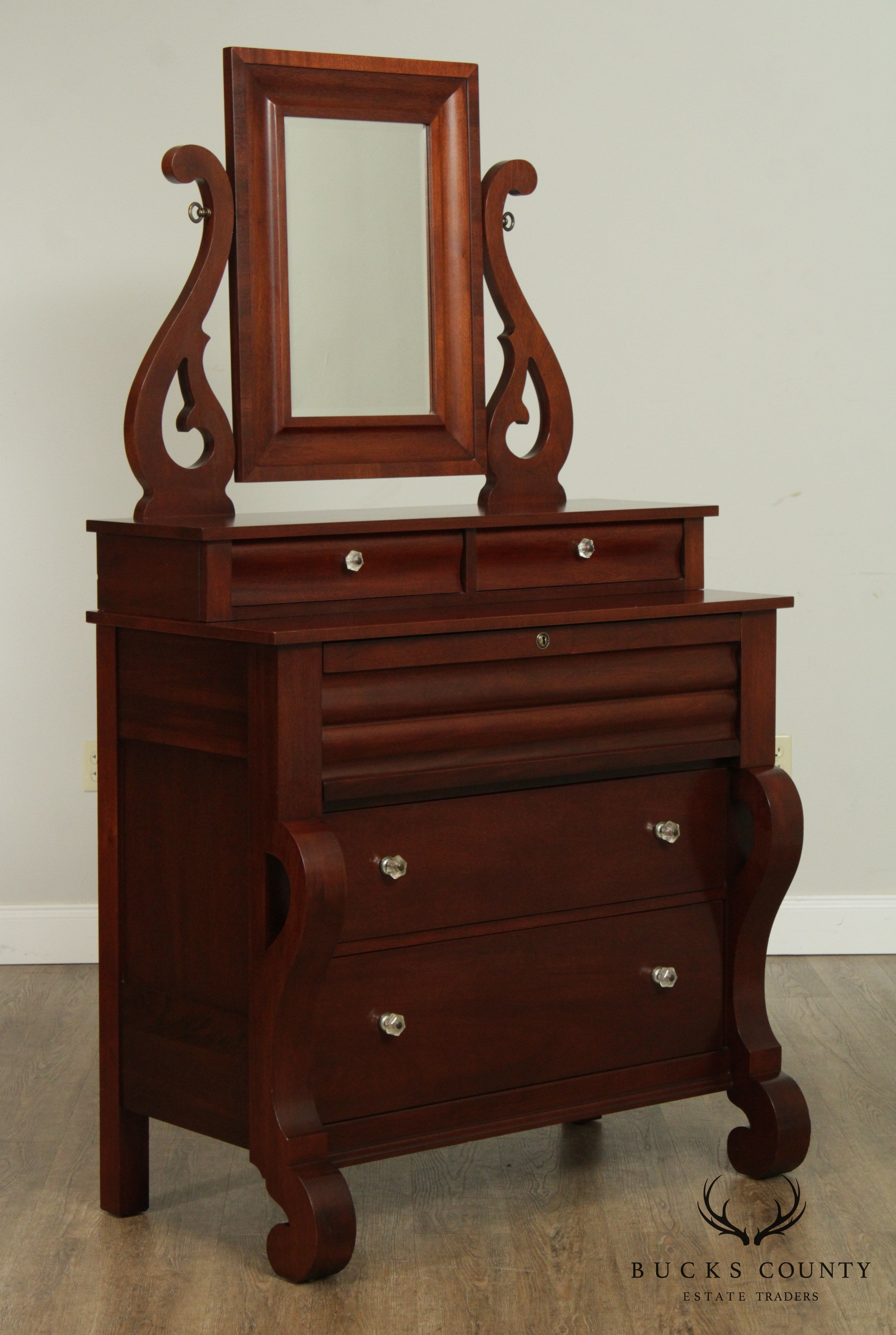 Thomasville 'Country Inns and Back Roads' Empire Style Mahogany Chest with Mirror