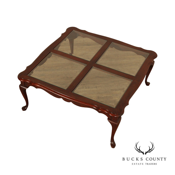 Pennsylvania House Queen Anne Style Glass Top Cherry Coffee Table
