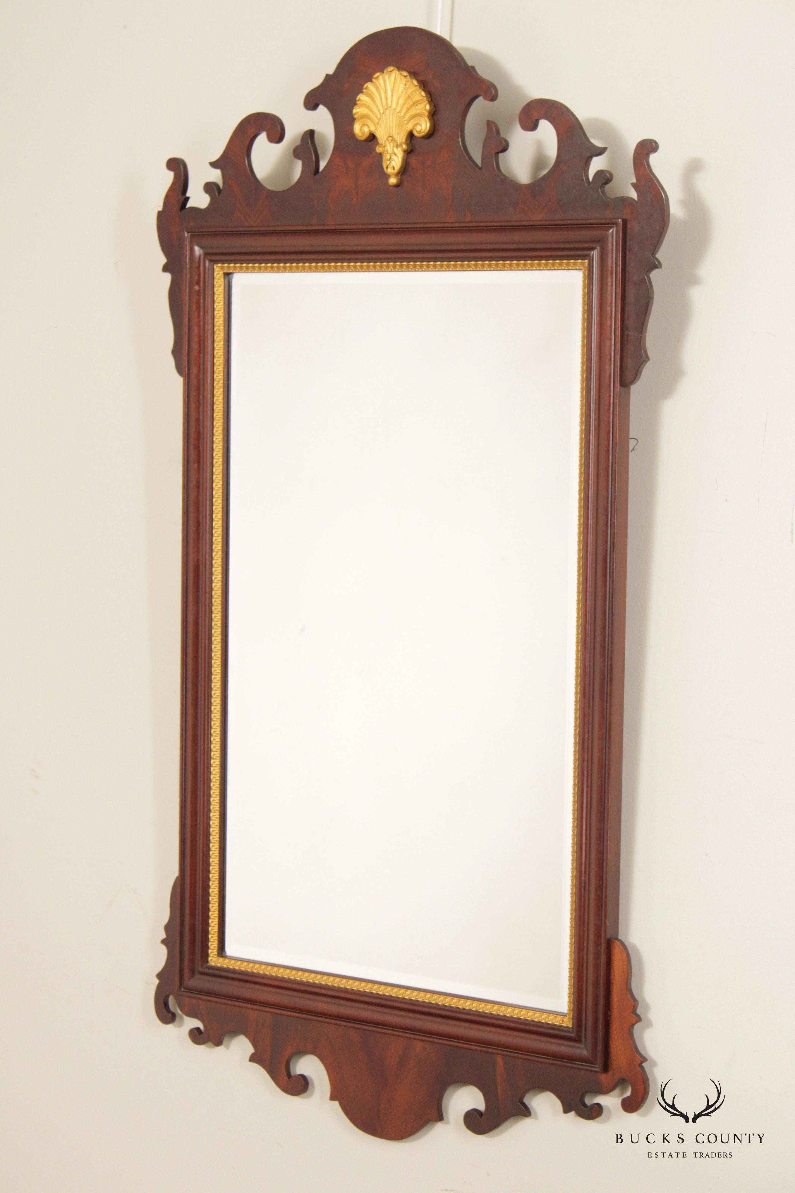 Councill Craftsmen Chippendale Style Partial Gilt Mahogany Mirror