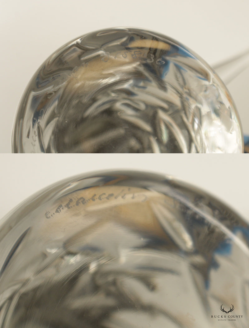 Marcolin Art Glass Crane Bird Crystal Sculpture