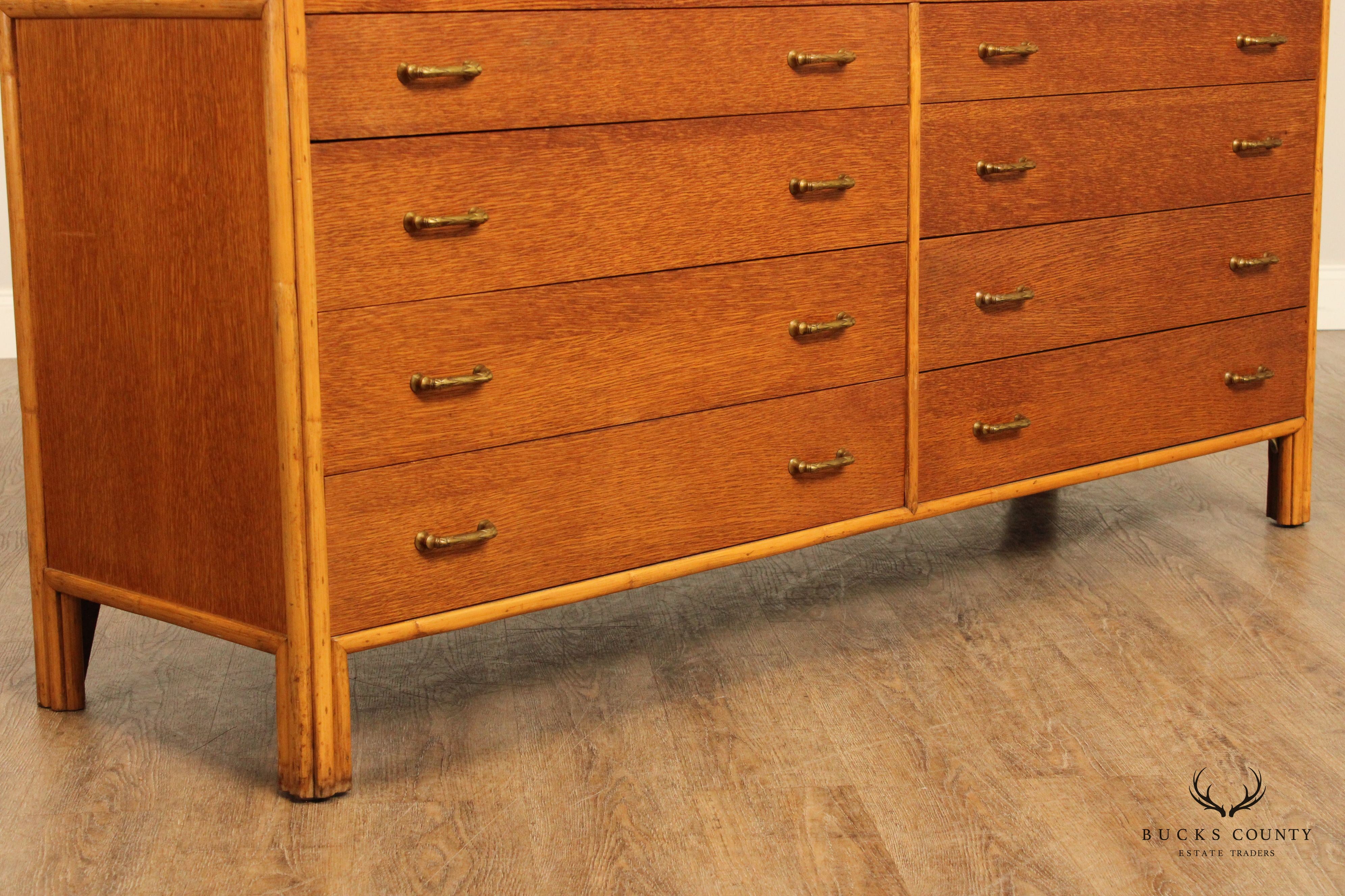 McGuire Mid Century Modern Oak Six-Drawer Dresser