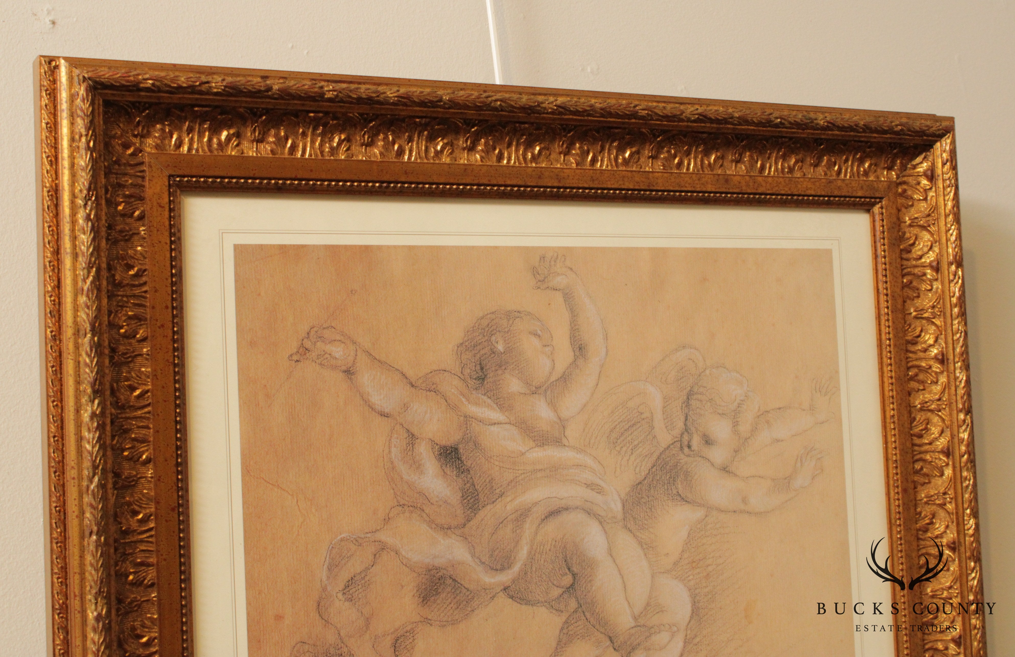 Gilt Frame Fine Art Print of Floating Cherubs