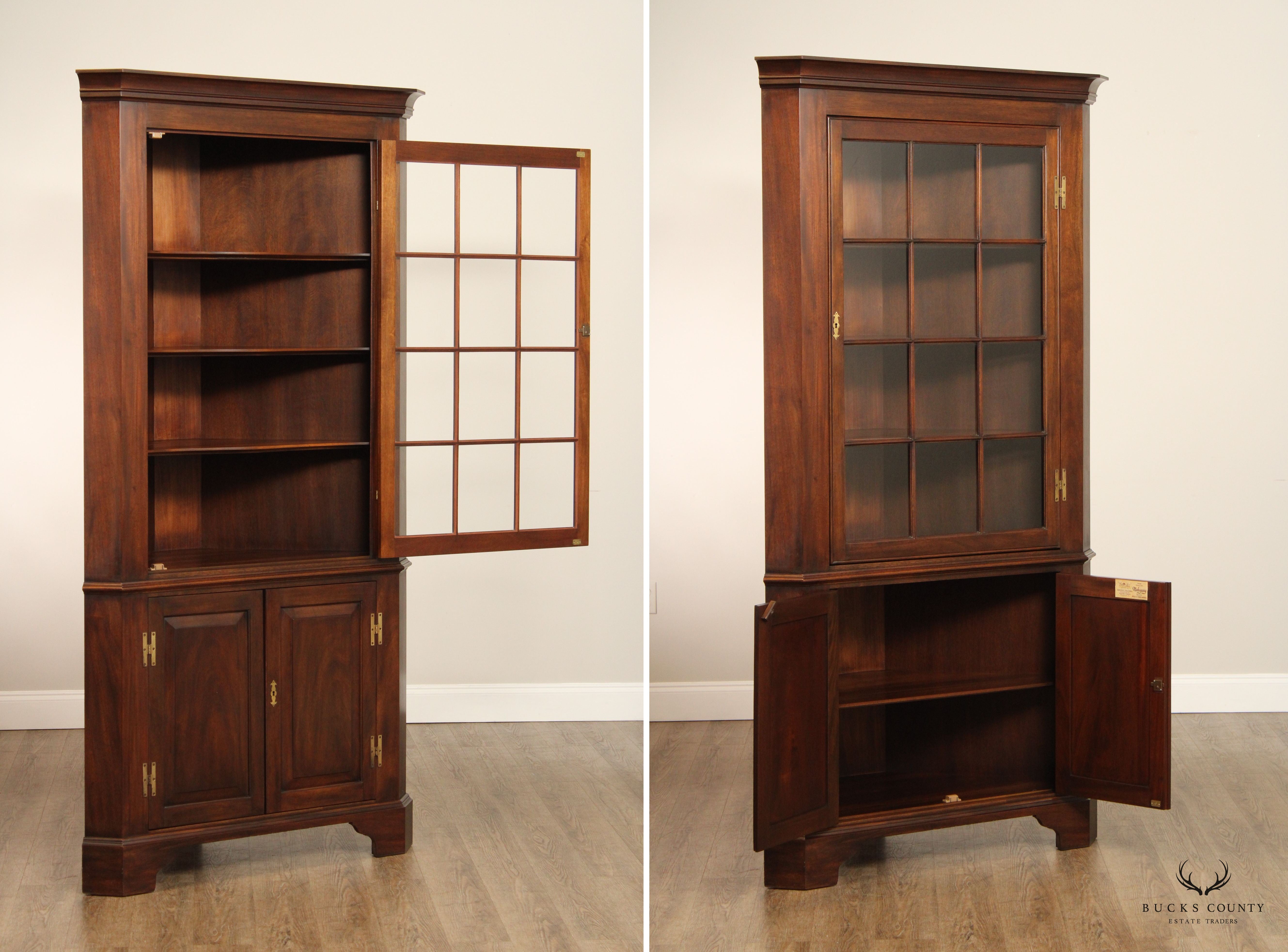 Henkel Harris Chippendale Style Mahogany Corner Cupboard