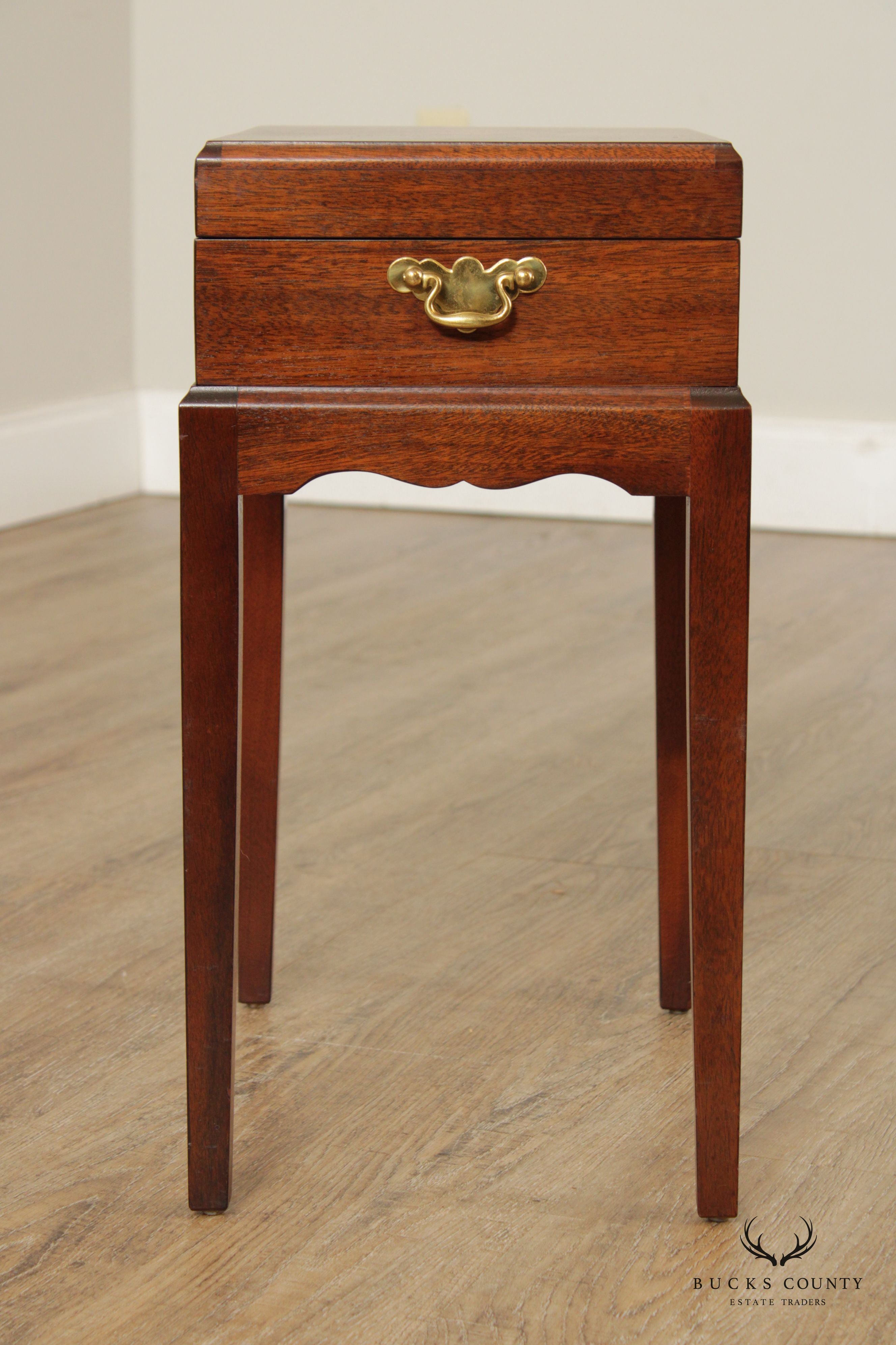 Quality Mahogany Inlaid Box on Stand Side Table