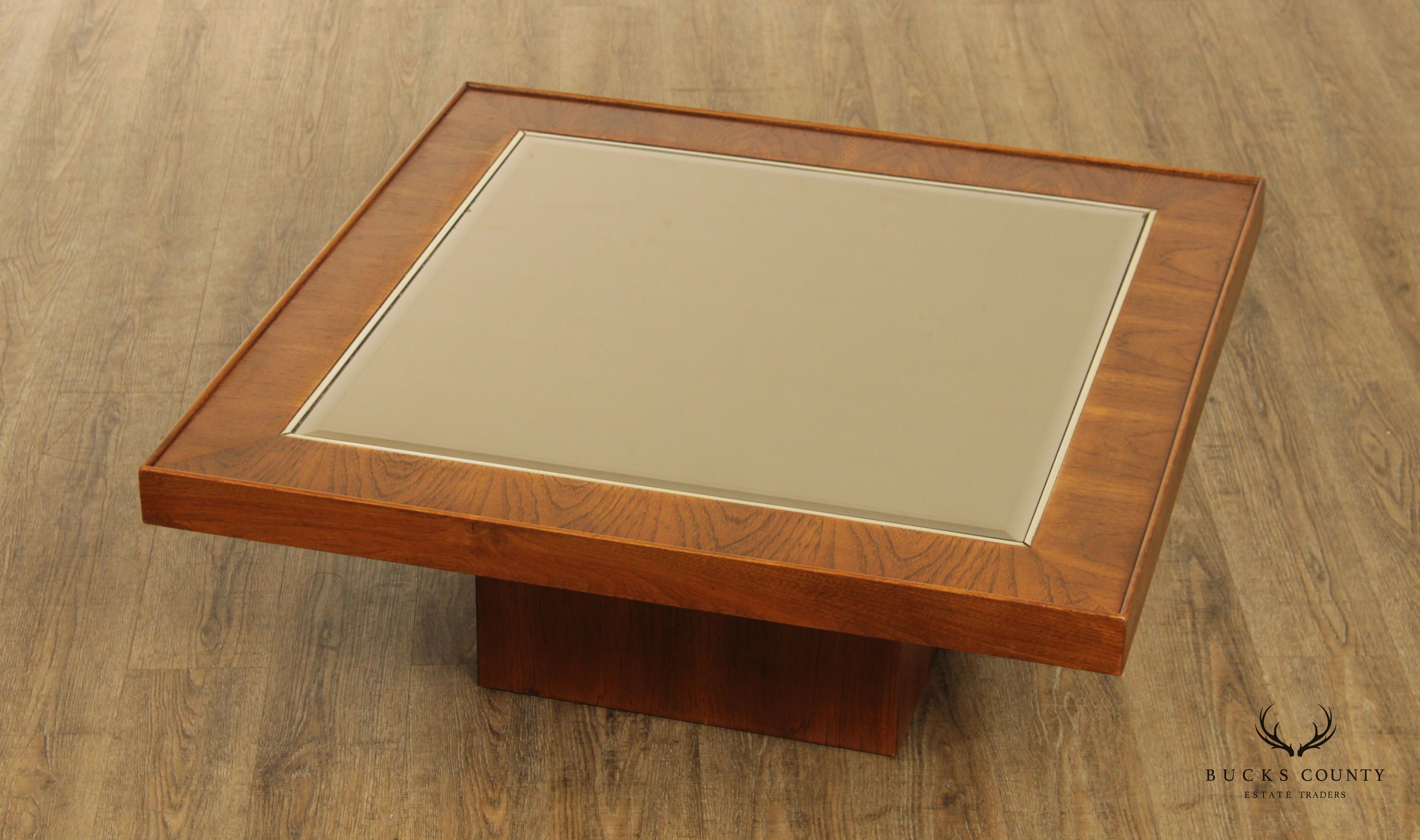 Mid Century Modern Square Mirror Top Coffee Table