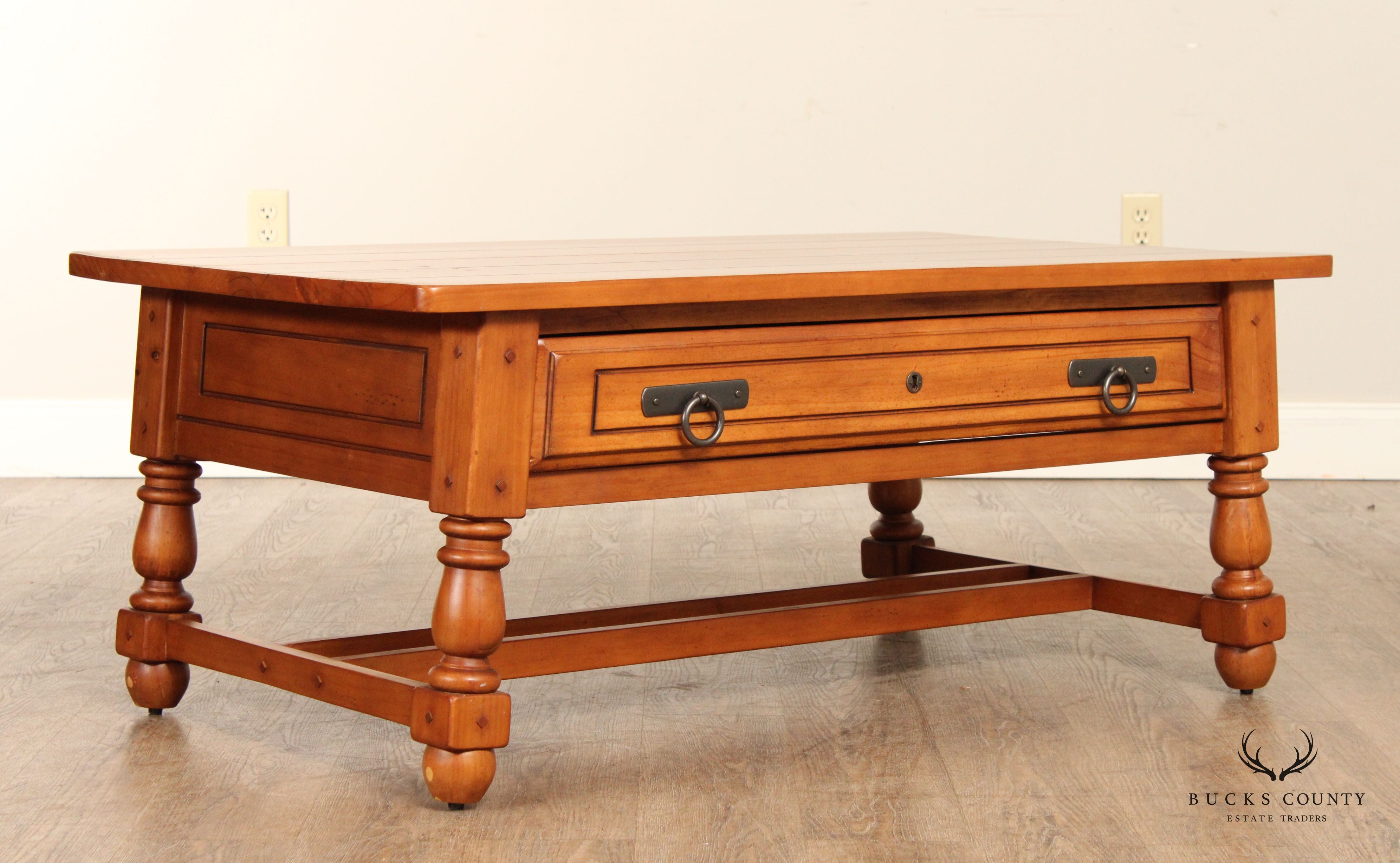 English Traditional Style Pine One-Drawer Coffee Table