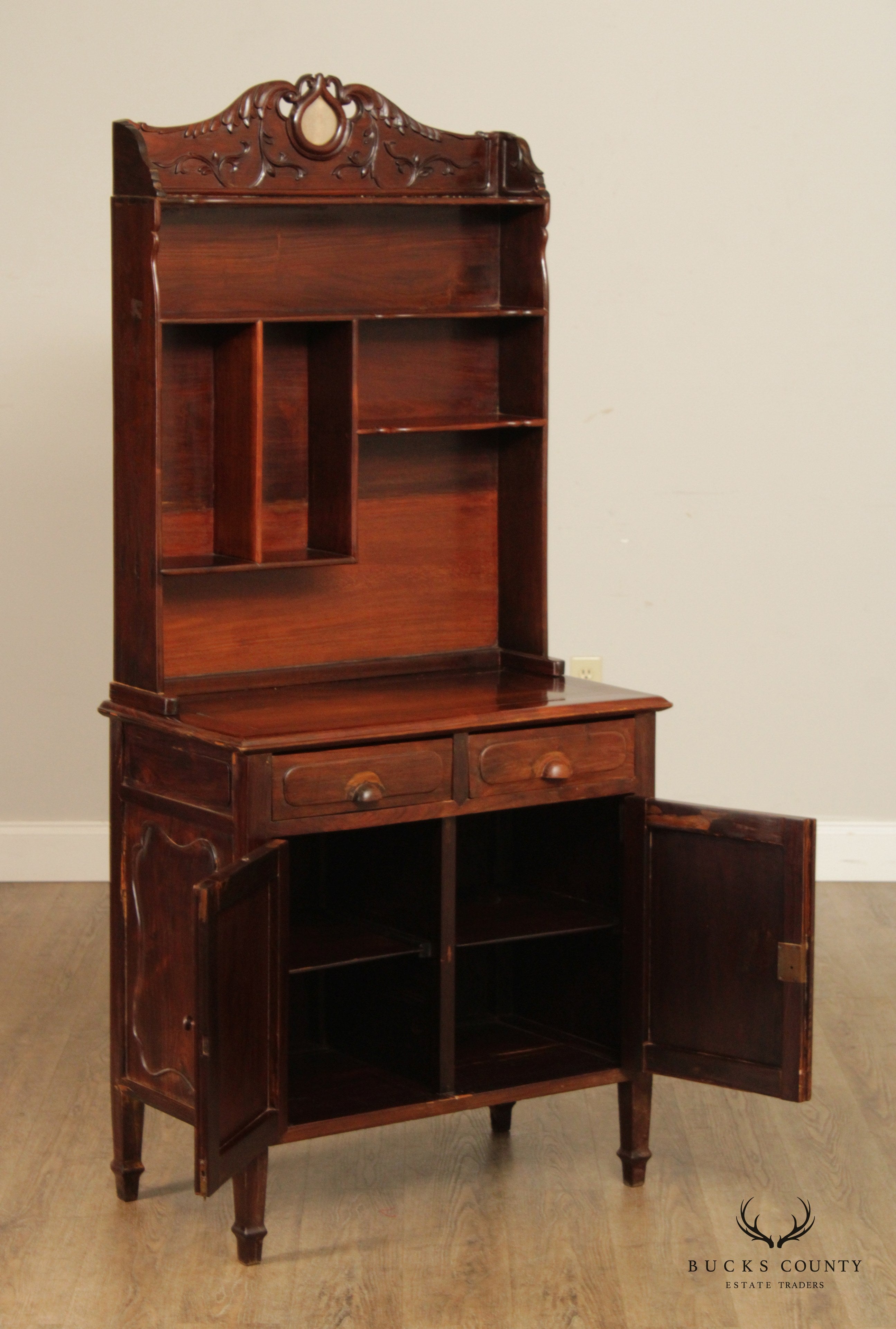 Antique Chinese Hardwood Etagere Cabinet