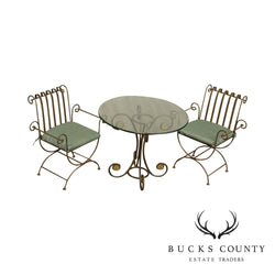 Tuscan Style Quality Wrought Iron 3 Piece Bistro Dinette Set