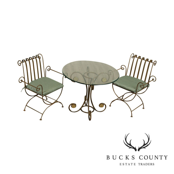 Tuscan Style Quality Wrought Iron 3 Piece Bistro Dinette Set