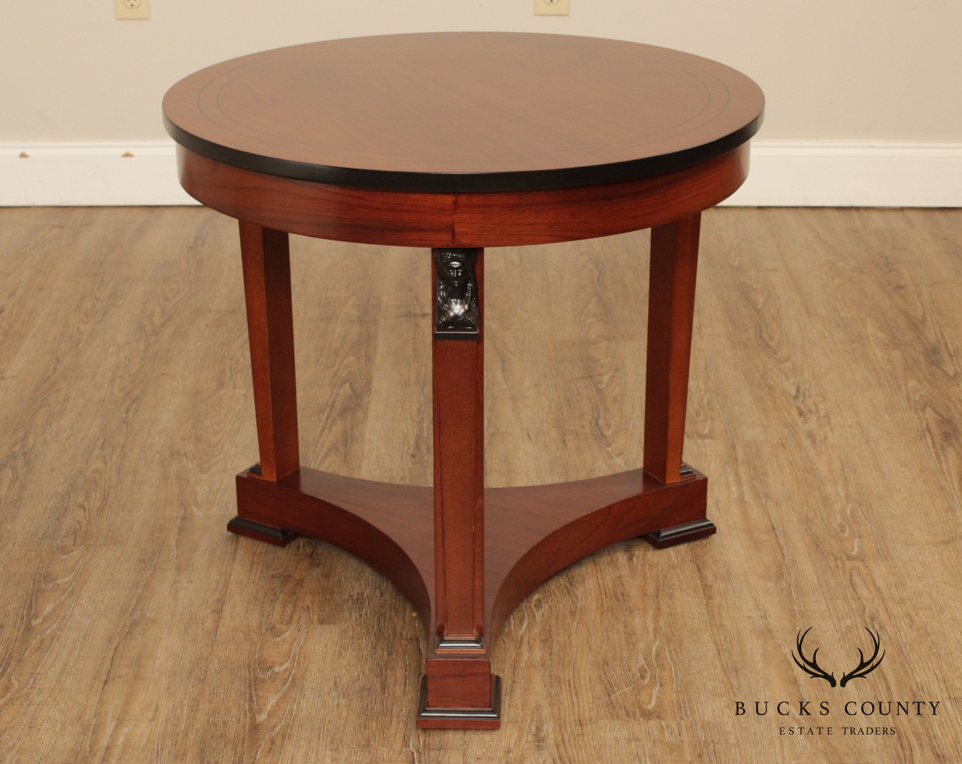 French Empire Style Walnut Round Side Table