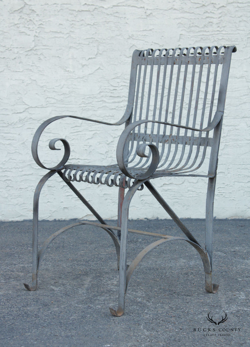 Antique Wrought Iron Scroll Garden Armchair