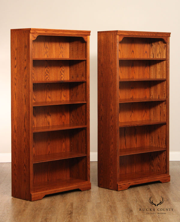 Traditional Pair of Oak Open Bookcases