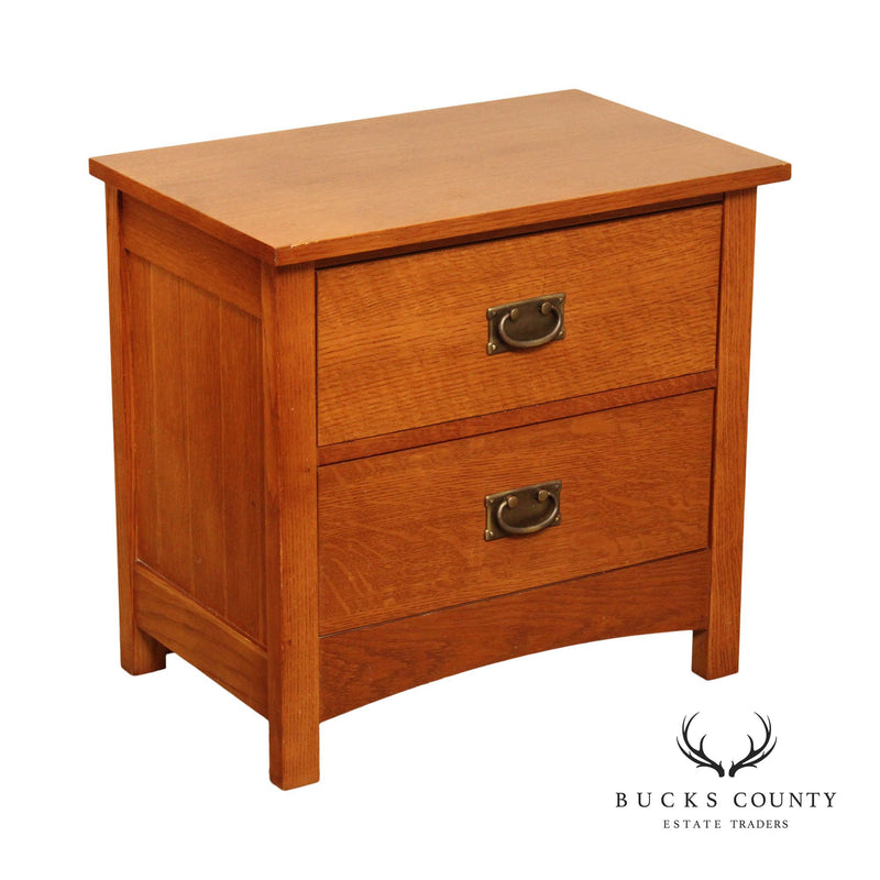Mission Style Oak Two-Drawer Nightstand Chest